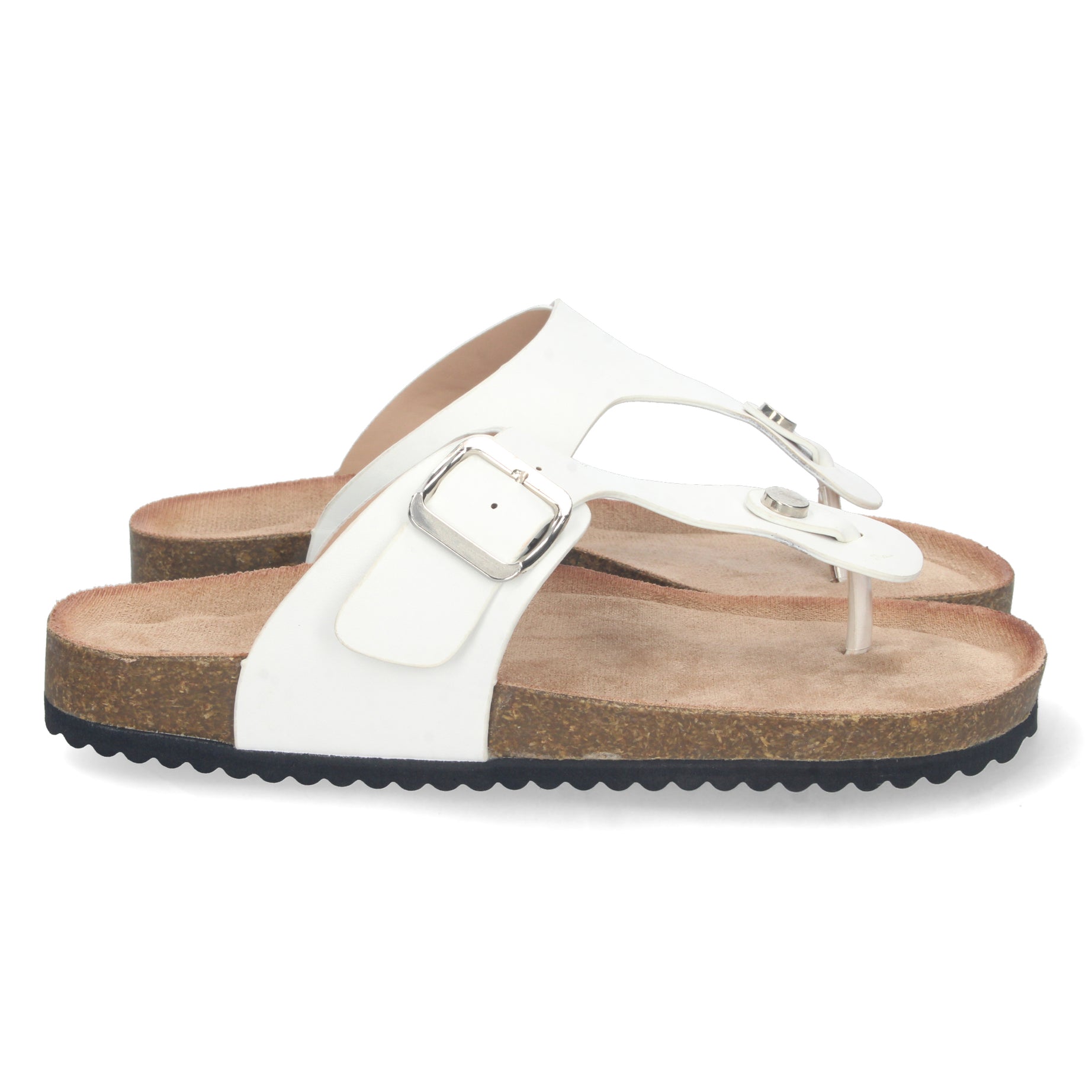 Sandalia Plana Mujer 1A-1618-Blanco Estilo Esclava