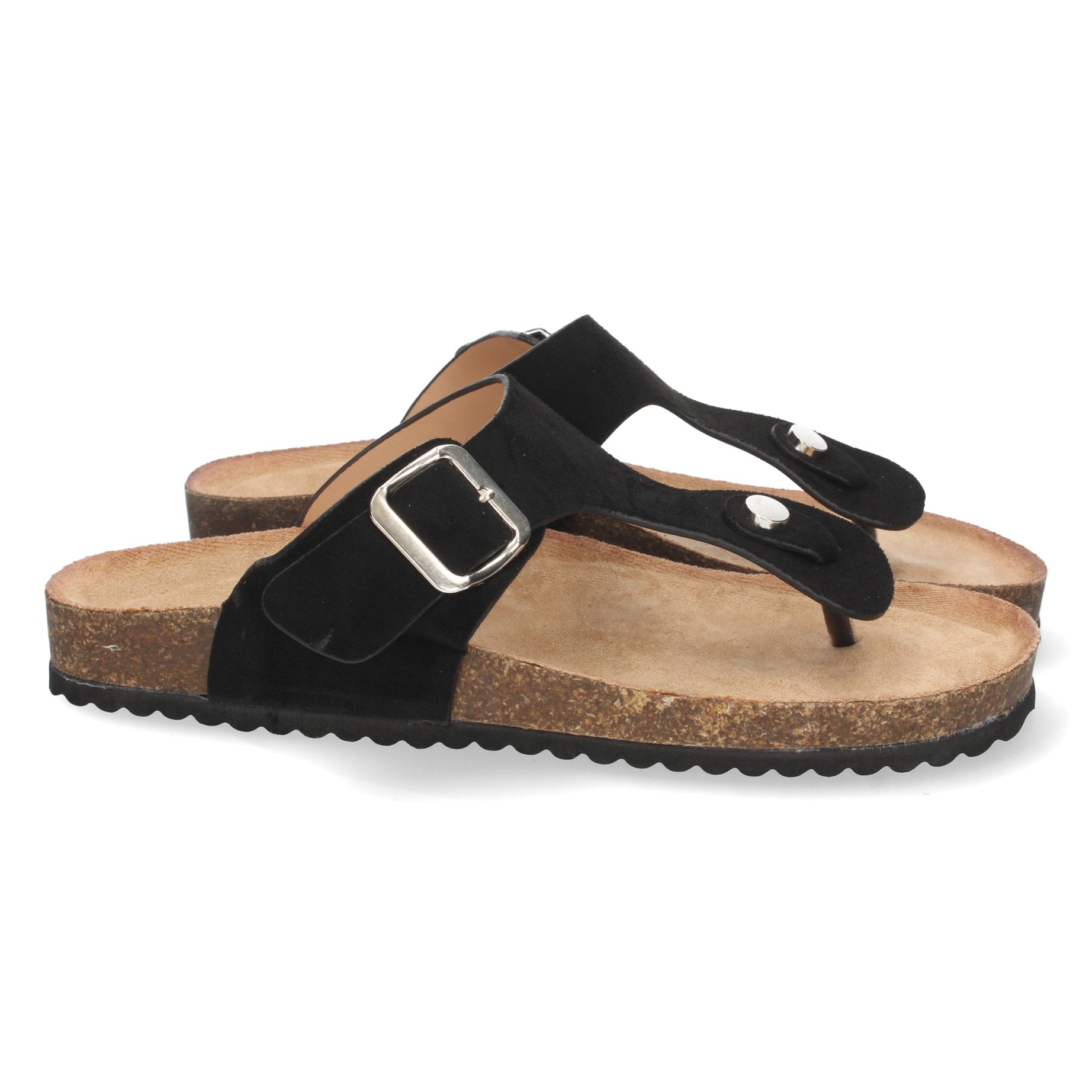 Sandalia Plana Mujer 1A-1618-Negro Estilo Esclava