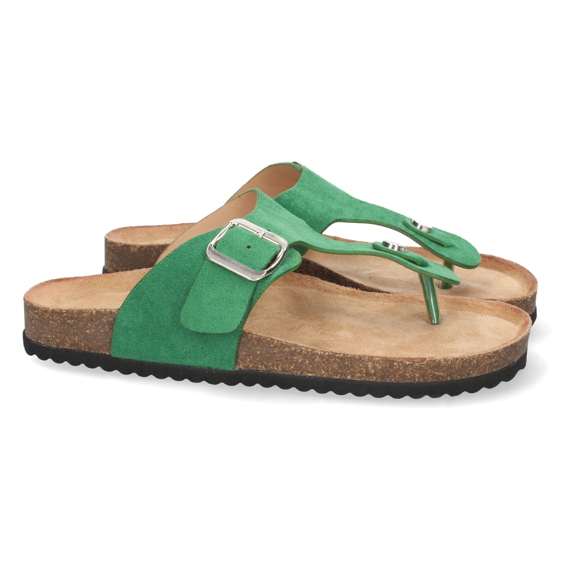 Sandalia Plana Mujer 1A-1618-Verde Estilo Esclava