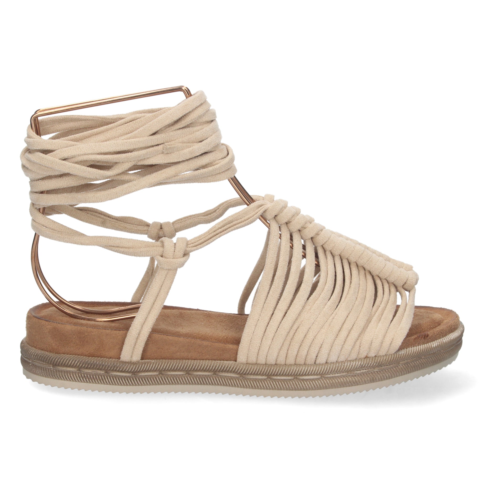 Elegante Sandalia Plana 1AF-1666-Beige para Mujer Comoda y Chic