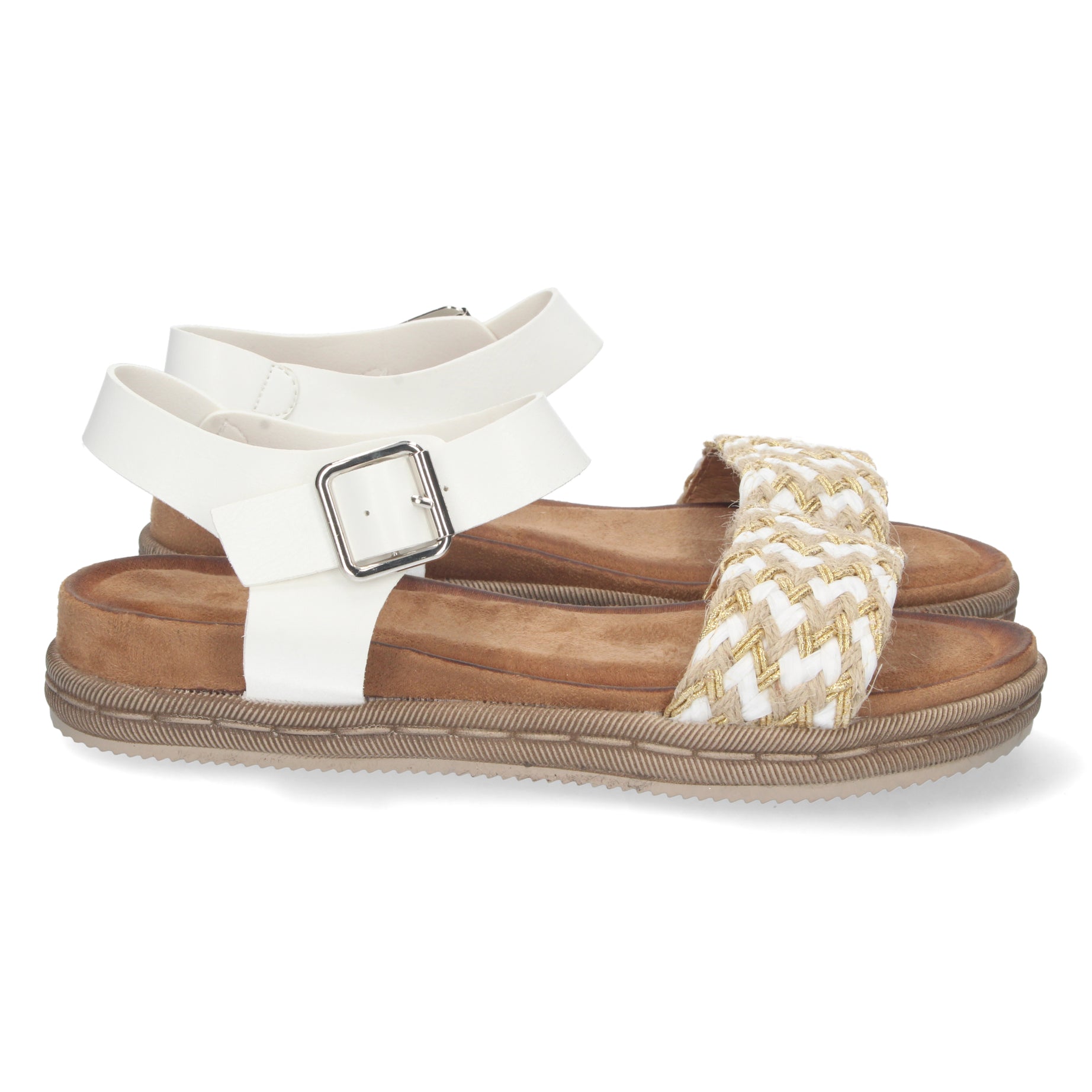 Sandalia Plana Mujer 1AF-1670-Blanco Comoda y Elegante