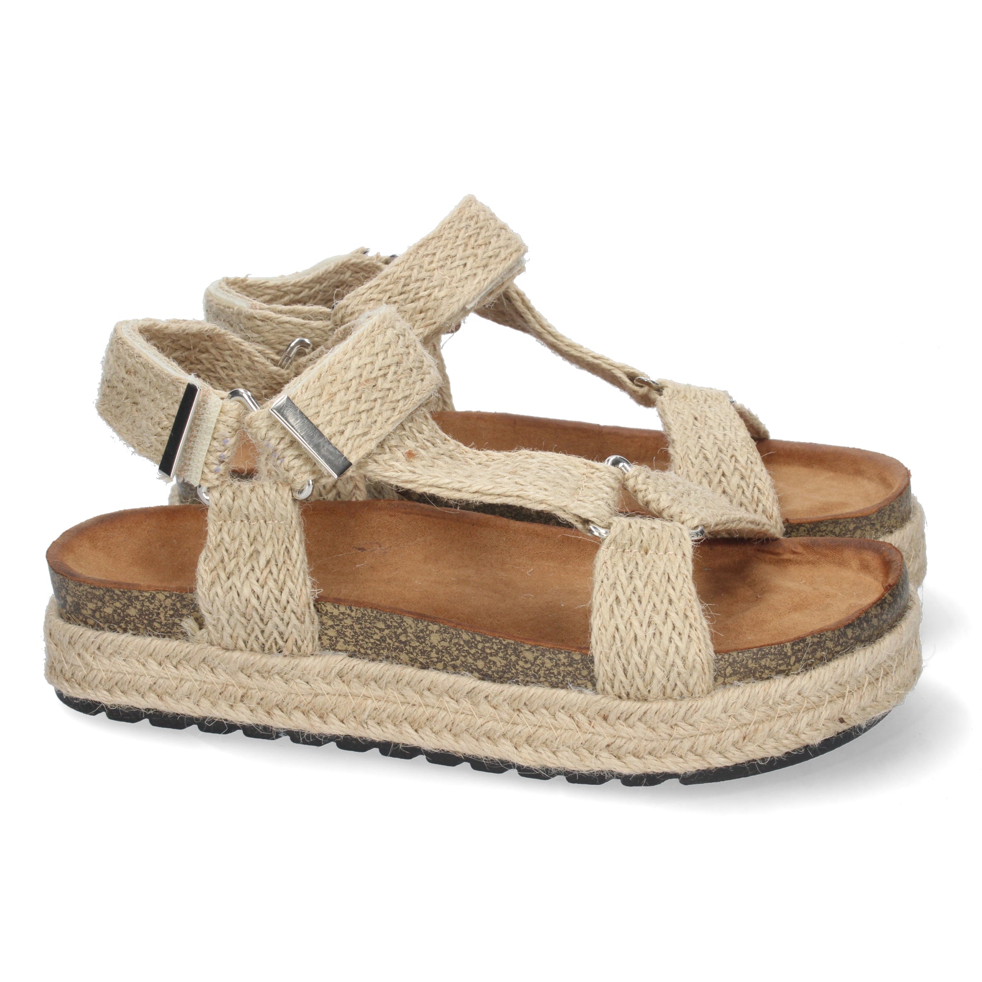 Sandalia Plana 1BP-1607-Beige Comoda para Primavera Verano