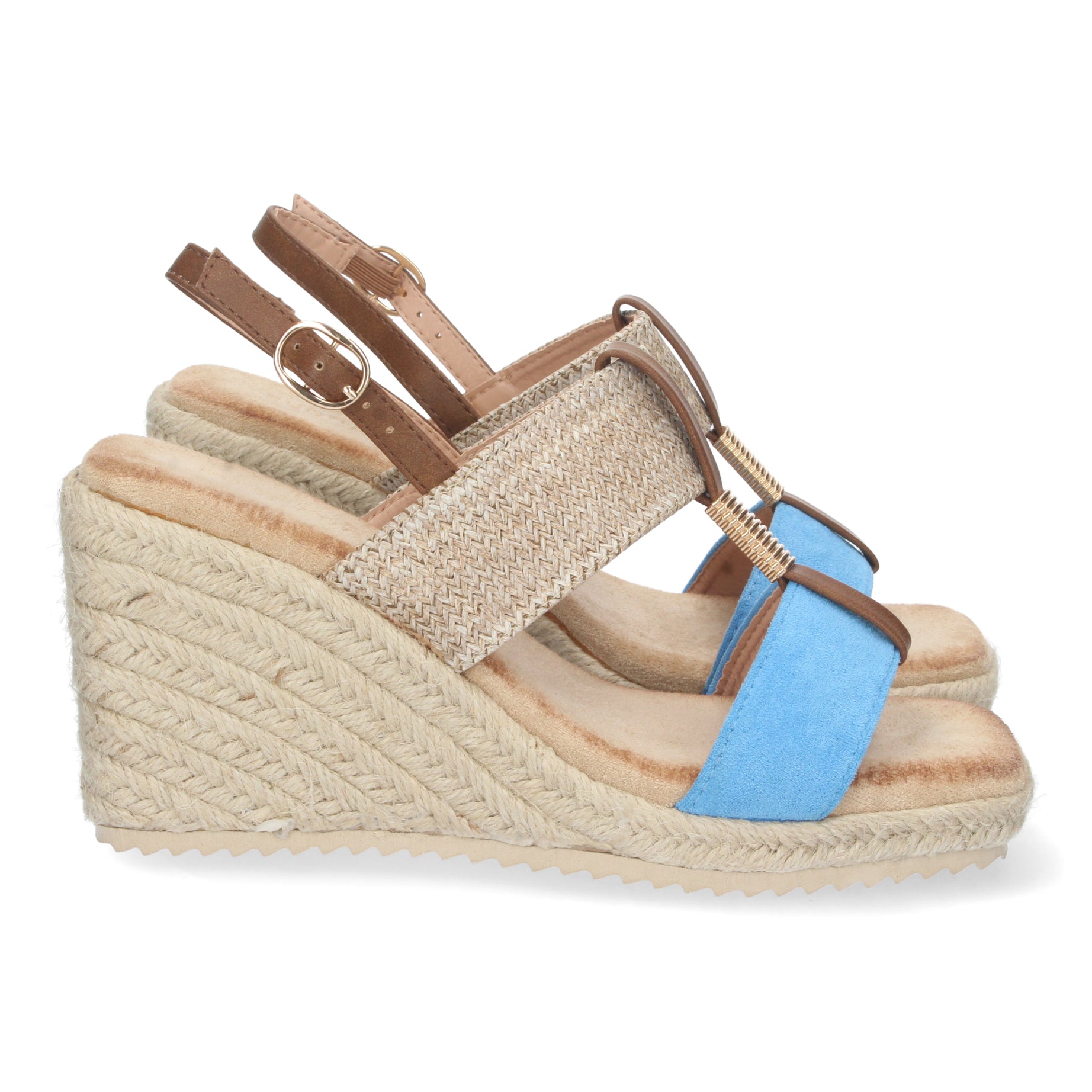 Sandalia de Cuña Mujer 1CF-1583-Azul Yute Primavera Verano