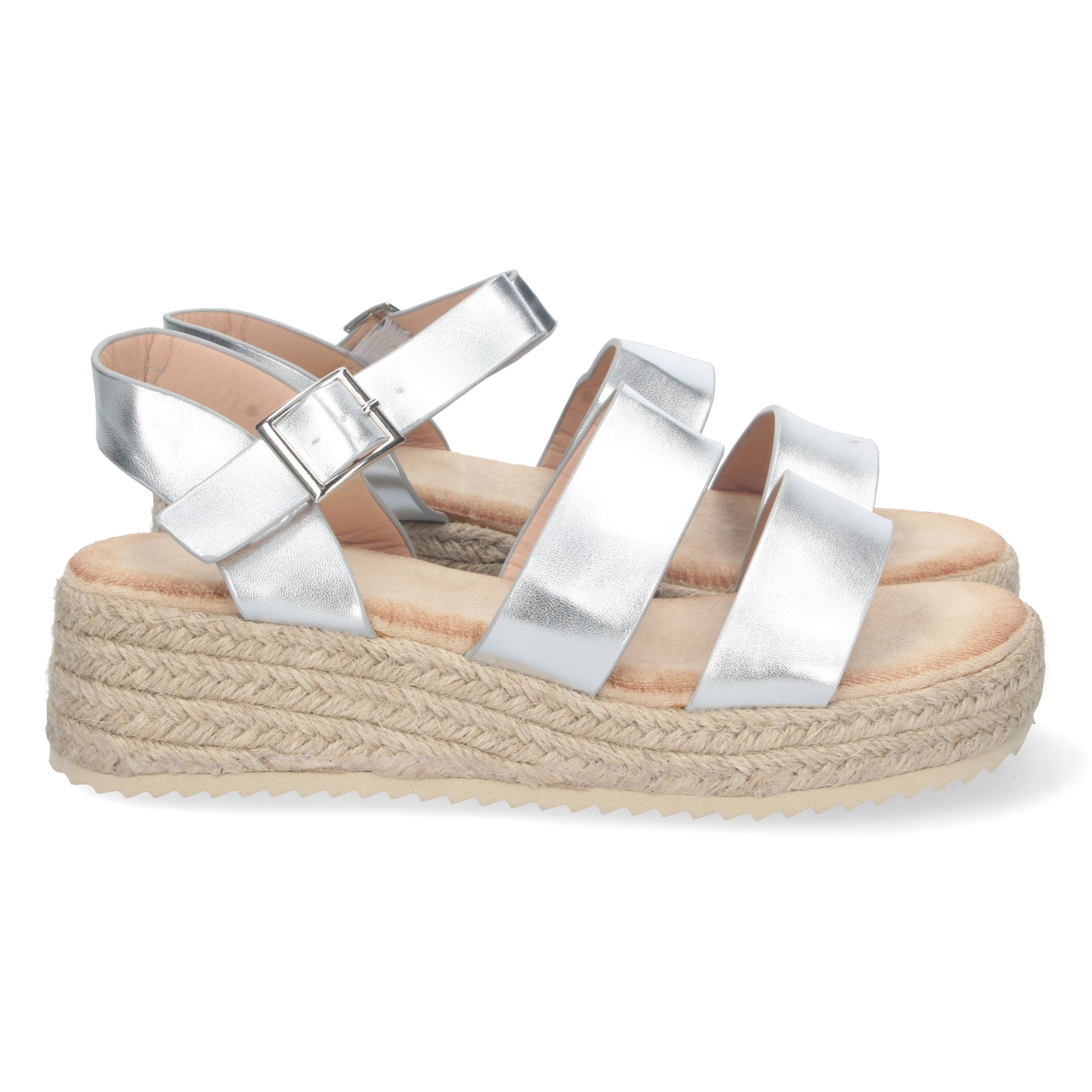 Sandalia de Plataforma Mujer 1CF-1599-Plata Estilo Verano