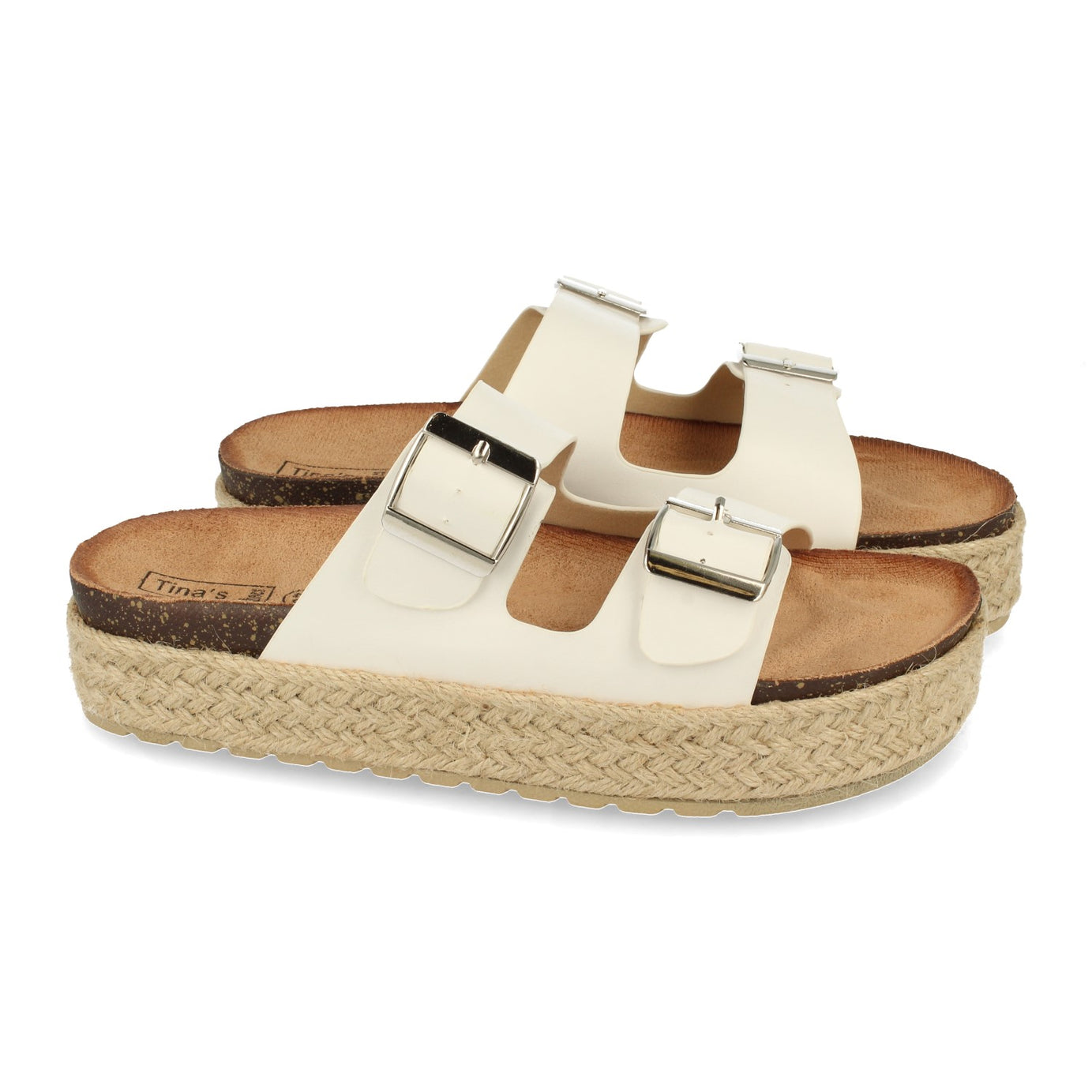 Sandalia 21301-Blanco Mujer Yute Planta Anatómica Cómoda