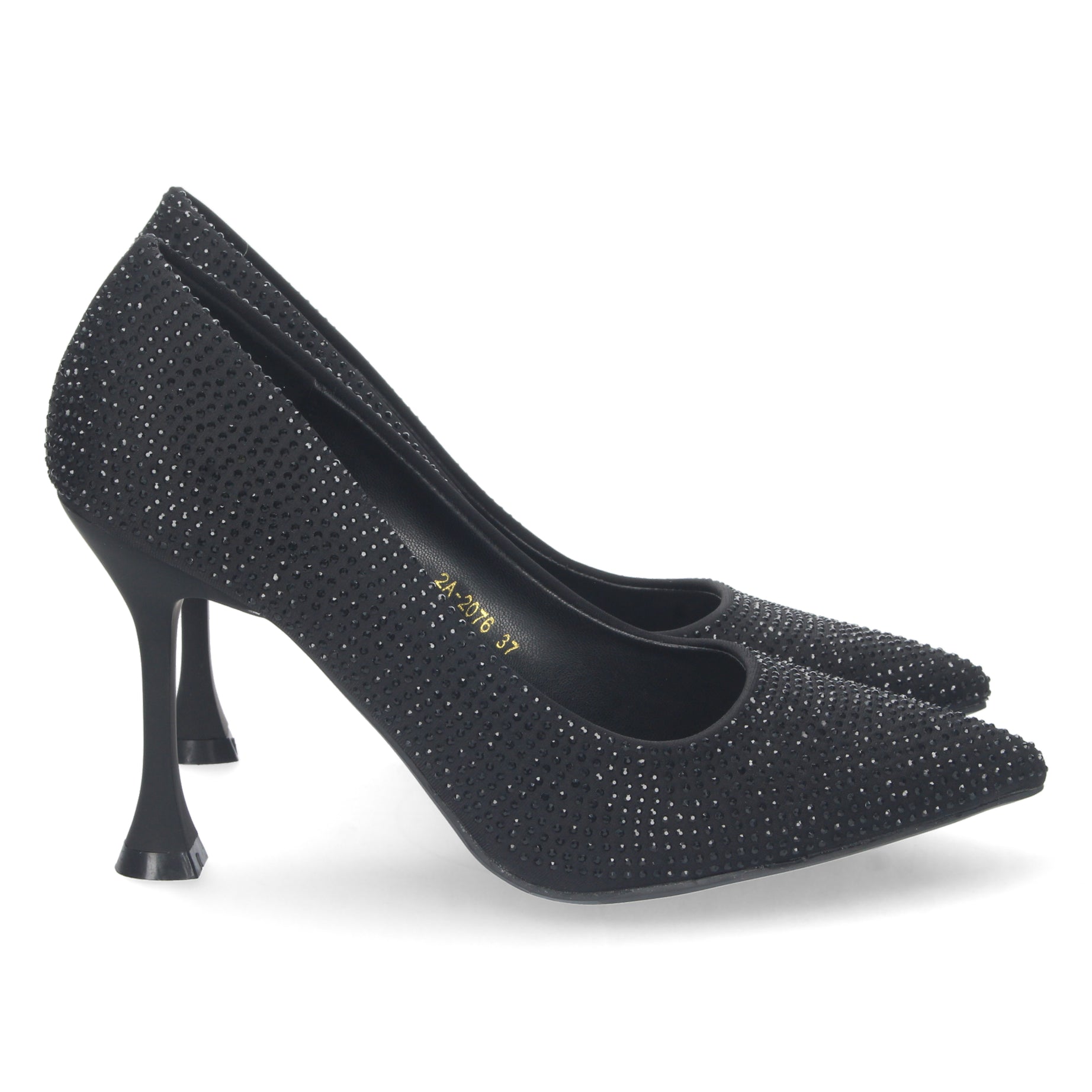 Zapato De Tacón Fino 2A-2076-Negro Con Strass Elegante