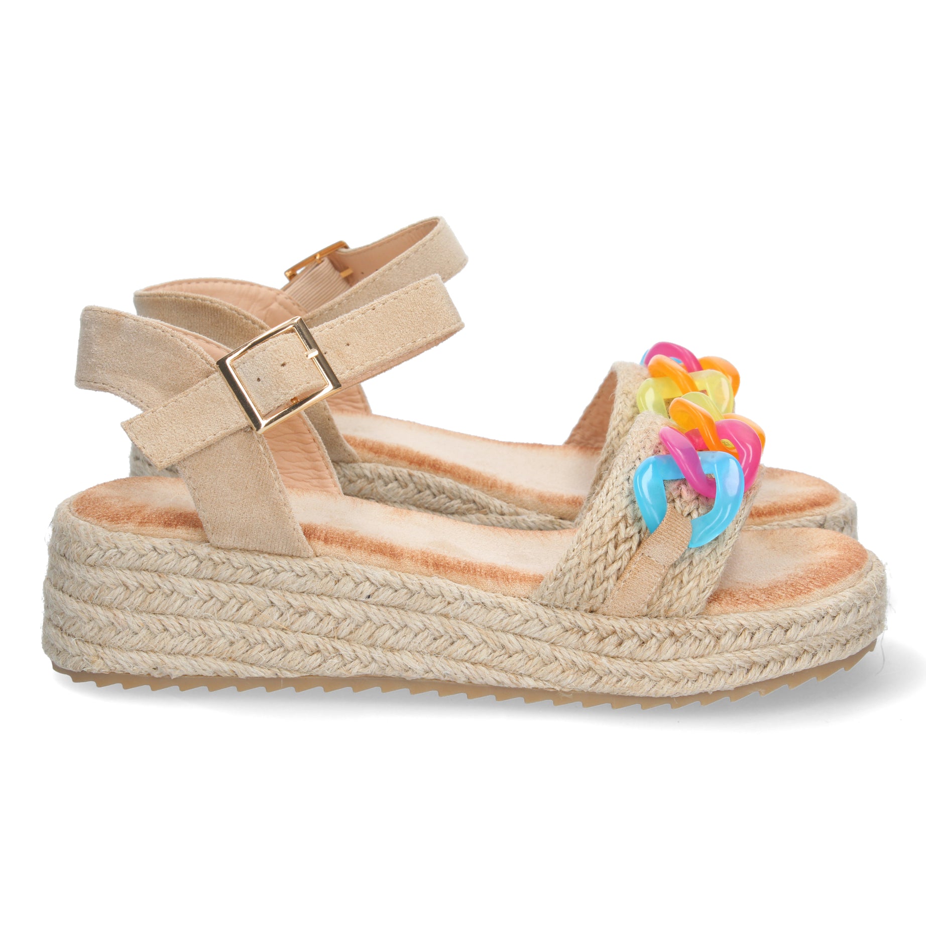 Elegante Sandalia 2CF-2147-Beige de Plataforma Mujer Primavera Verano con Forro de Yute para Comodidad Diaria