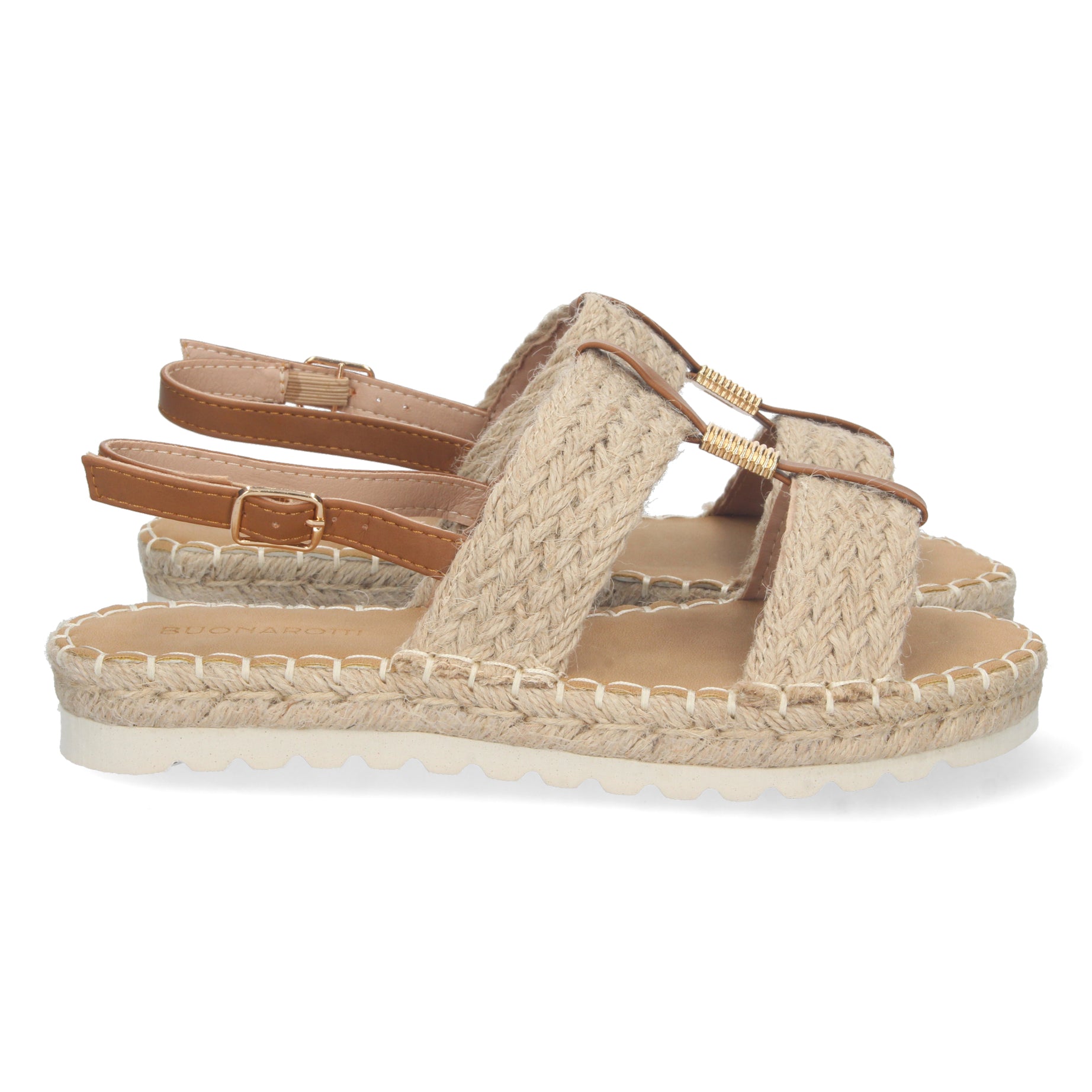 Elegante 2FB-2181-Apricot Sandalia Plana Mujer Yute Primavera Verano Con Doble Pala Para Comodidad Todo el Día