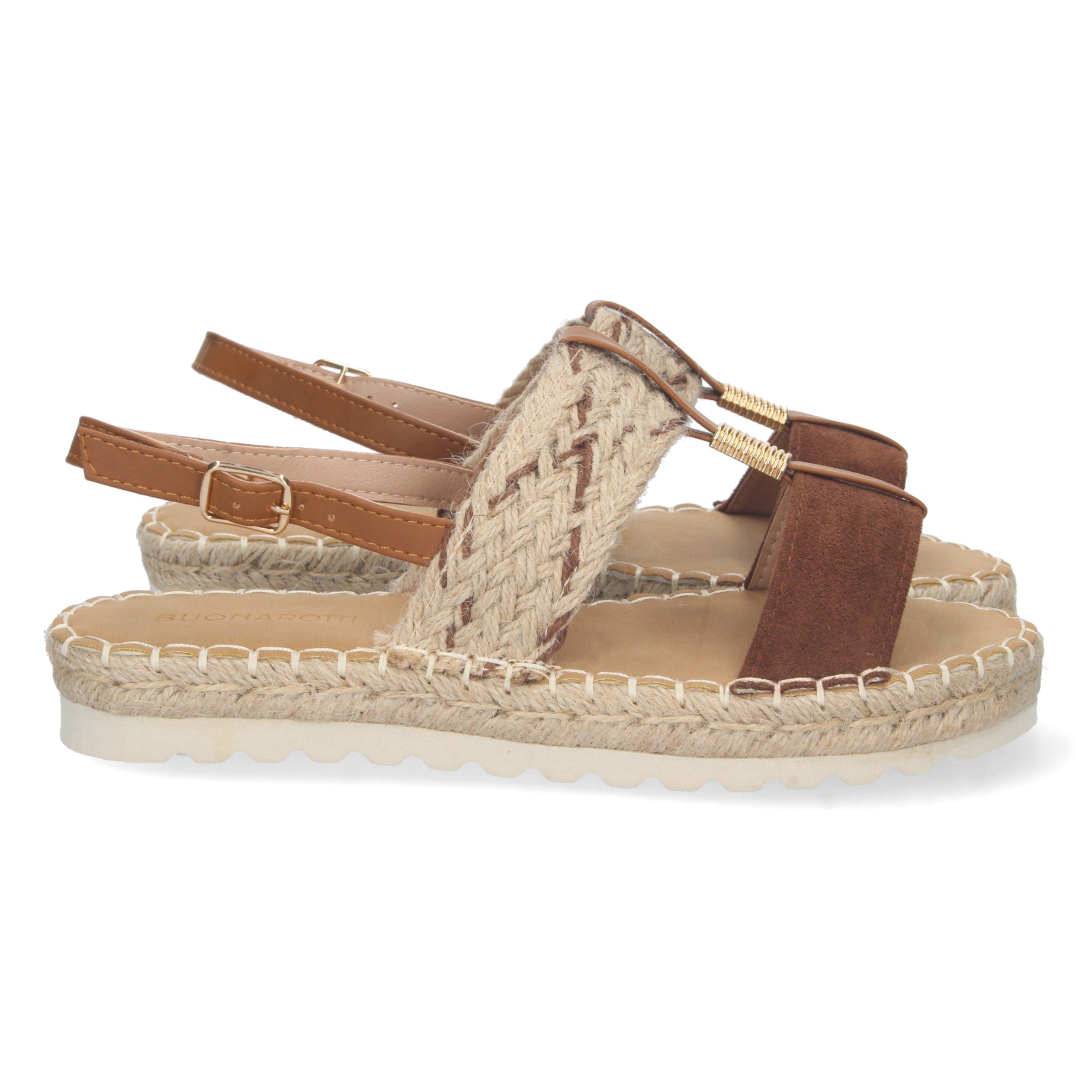Elegante Sandalia Plana Mujer 2FB-2181-Camel Doble Pala Yute Confort Asegurado