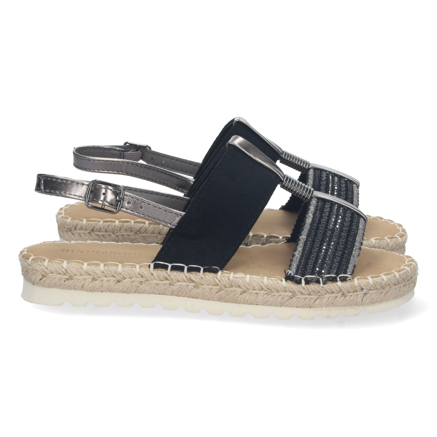 Elegante Sandalia Plana 2FB-2182-Negro Doble Pala para Mujer Con Comodidad Todo el Día