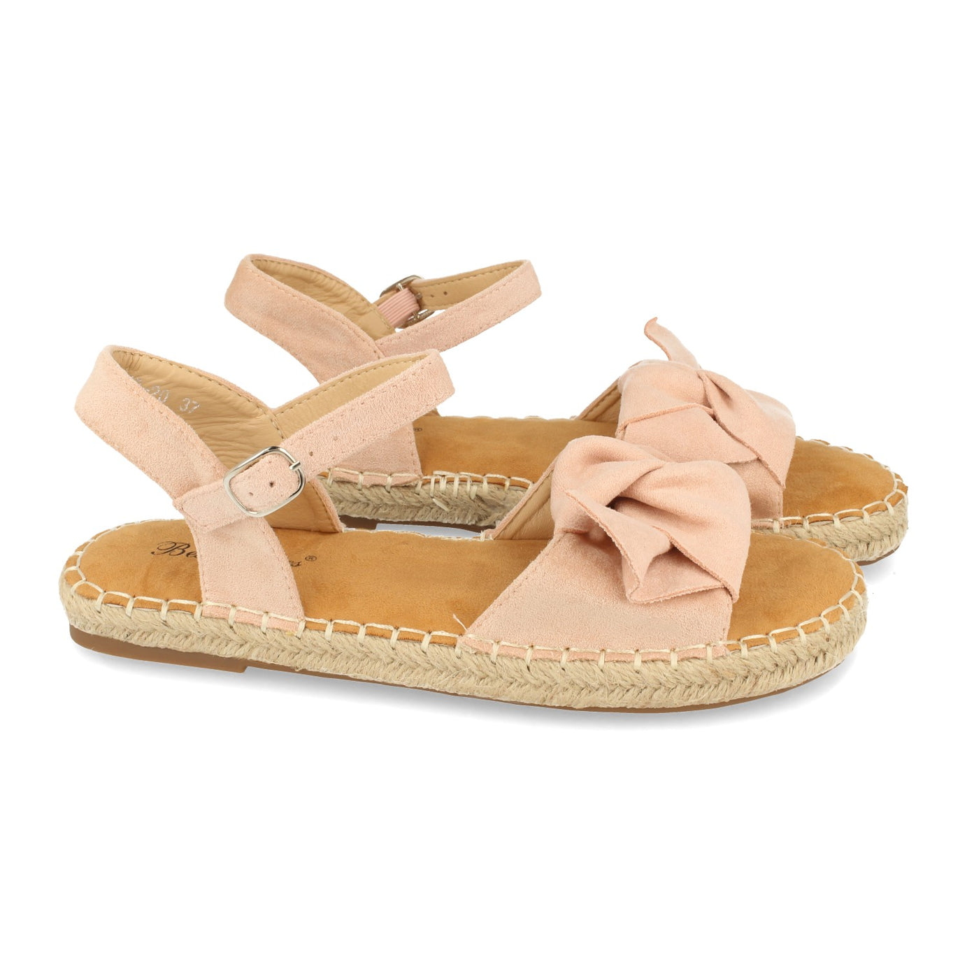 Elegante Sandalia Plana 2M10-Rosa De Yute Con Lazo Ajustable