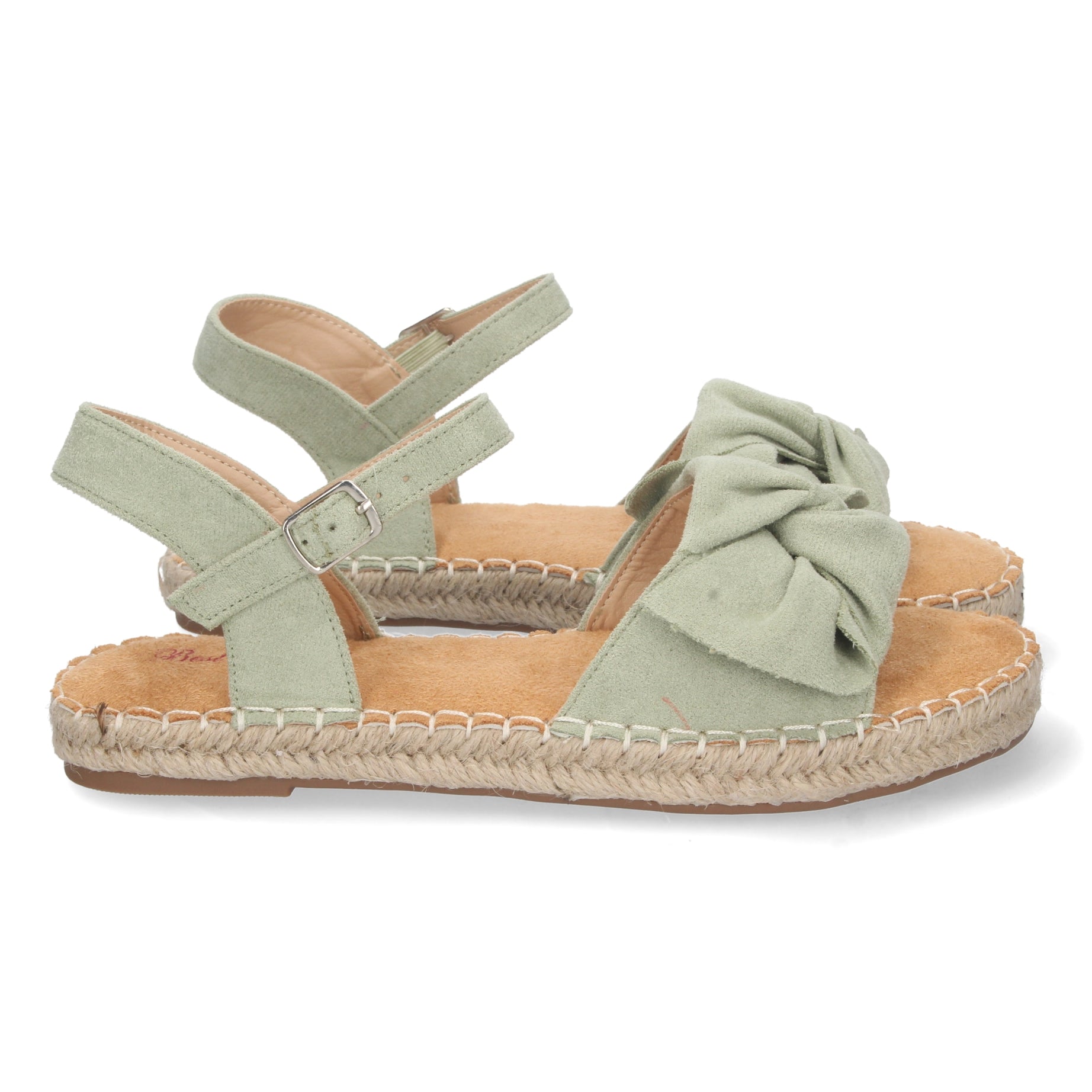 Elegante Sandalia Plana 2M10-Verde Casual Con Lazo Ajustable