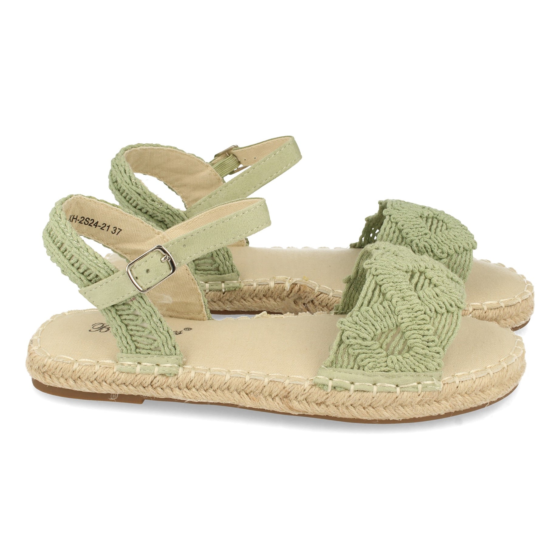 Elegantes 2S25-Verde Sandalias de Yute para Mujer Comodas Con Pala de Rafia, Perfectas Para el Verano
