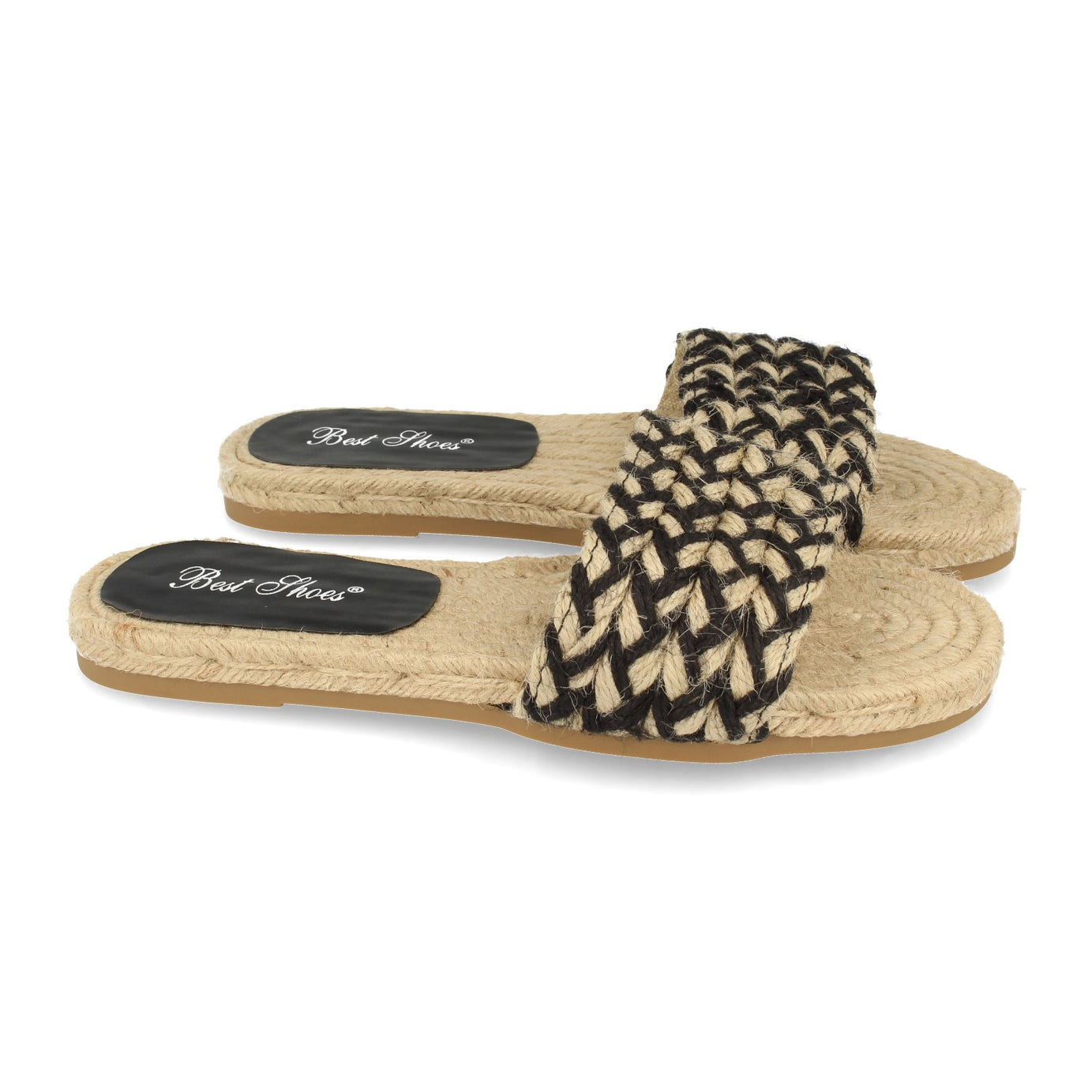 Elegante Sandalia 2S30-Negro De Yute Para Mujer Comoda Con Pala Multicolor Para Estilo y Confort