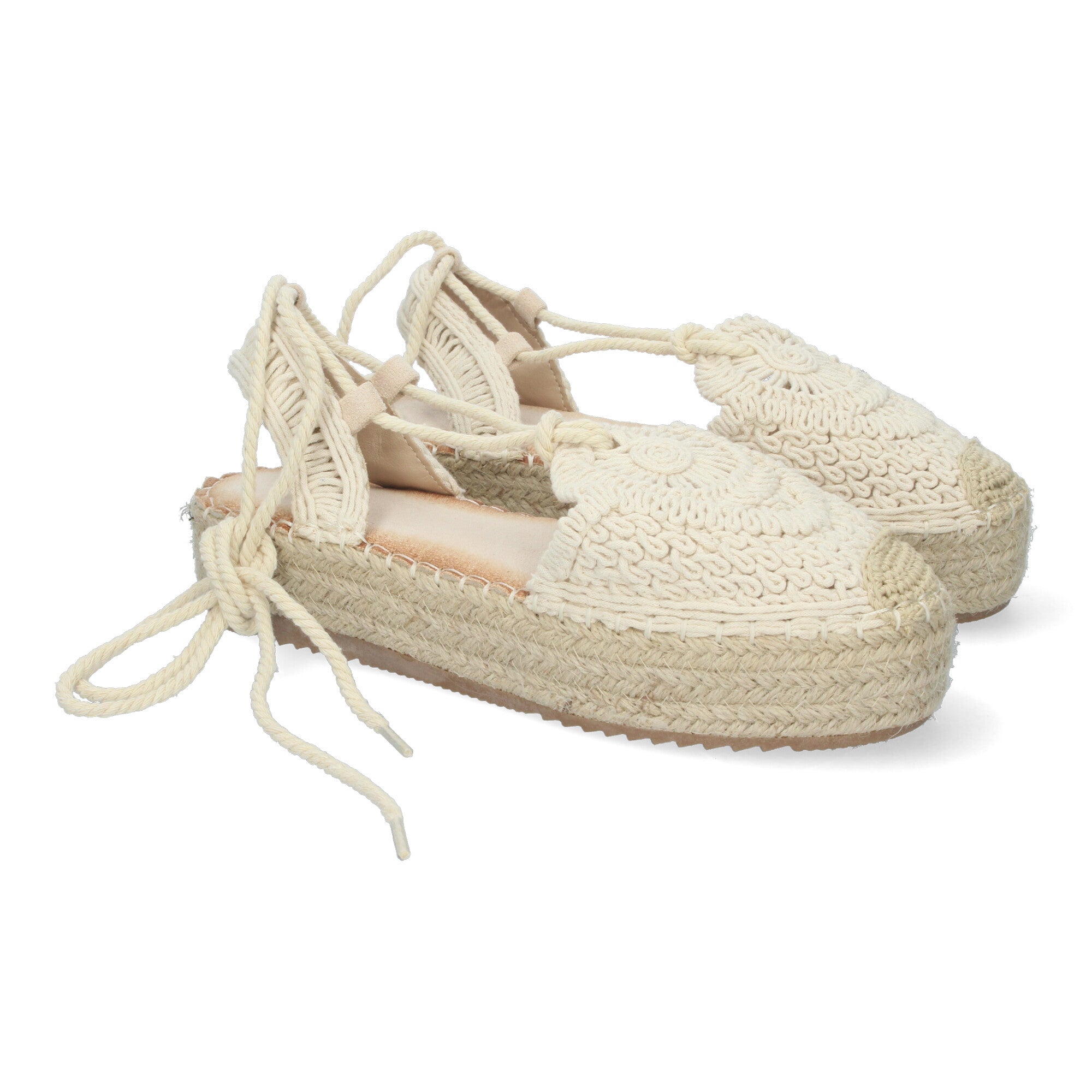 3T2-Alpargatas Elegantes con Cordones Ajustables Beige