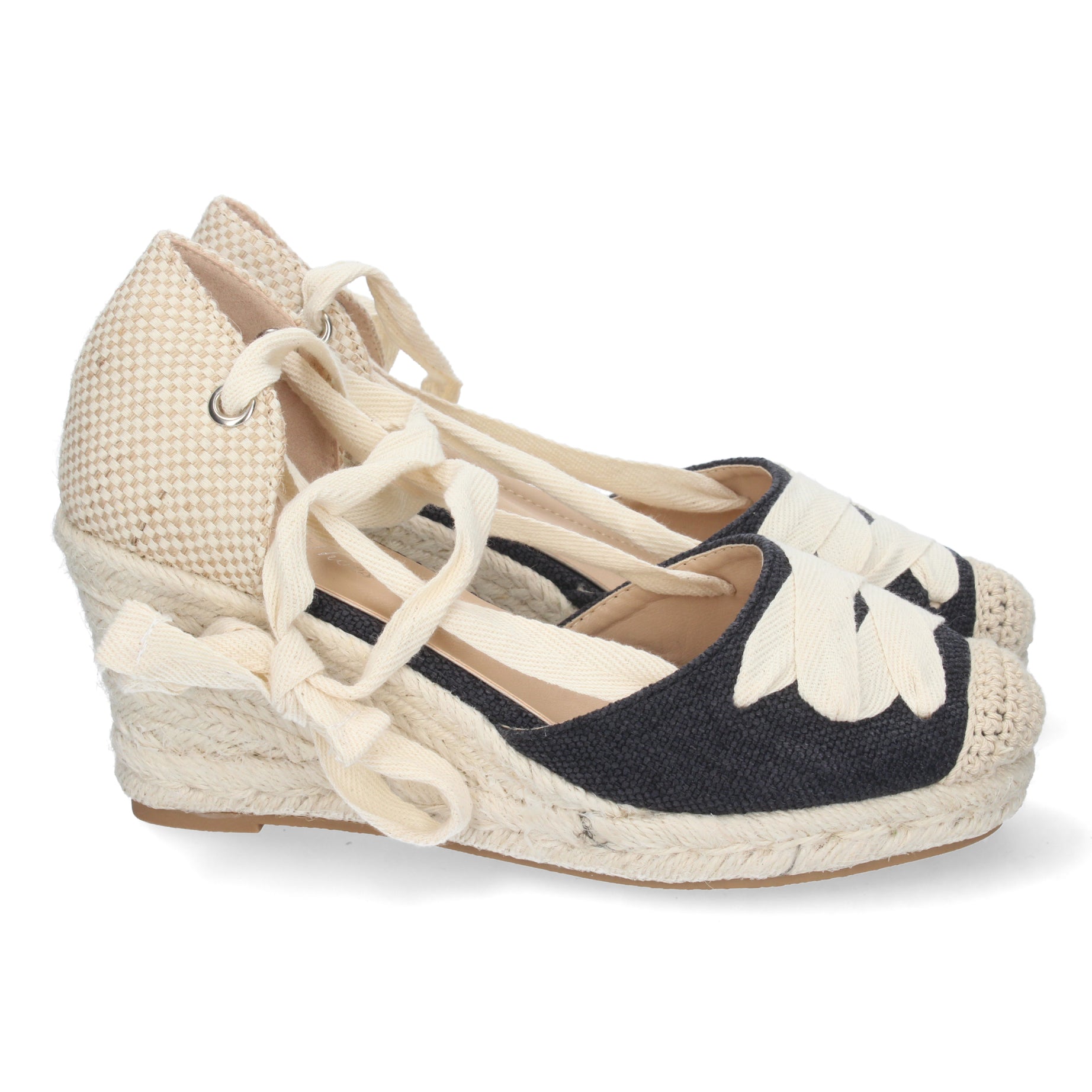 Elegantes Sandalias 5T5-Negro Con Cierre de Cordones Comodidad Ideal