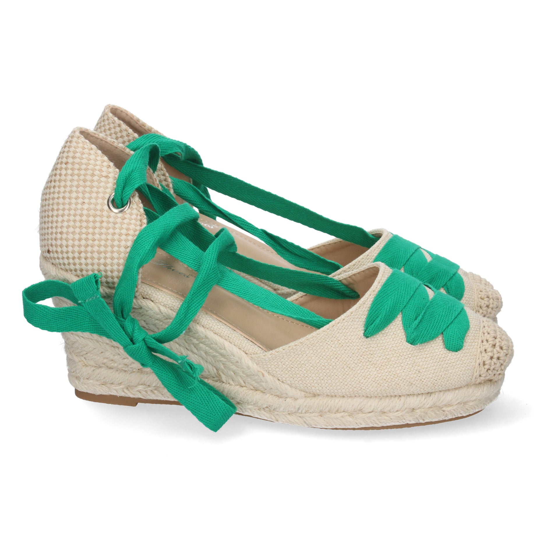 Elegantes Sandalias 5T5-Verde con Cierre de Cordones Comodas