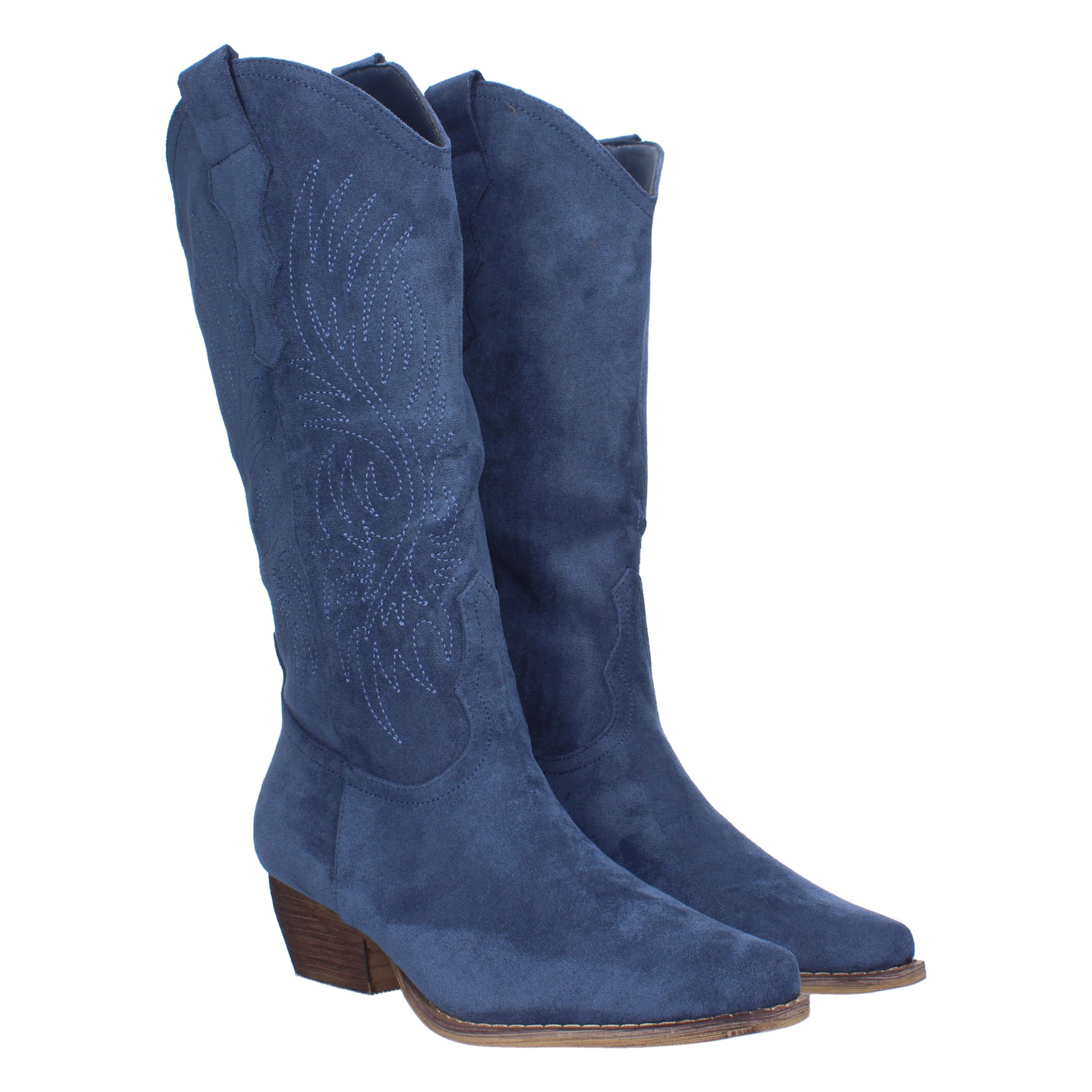 Bota Campera A-2442-Azul Con Tacón Cómoda y Elegante