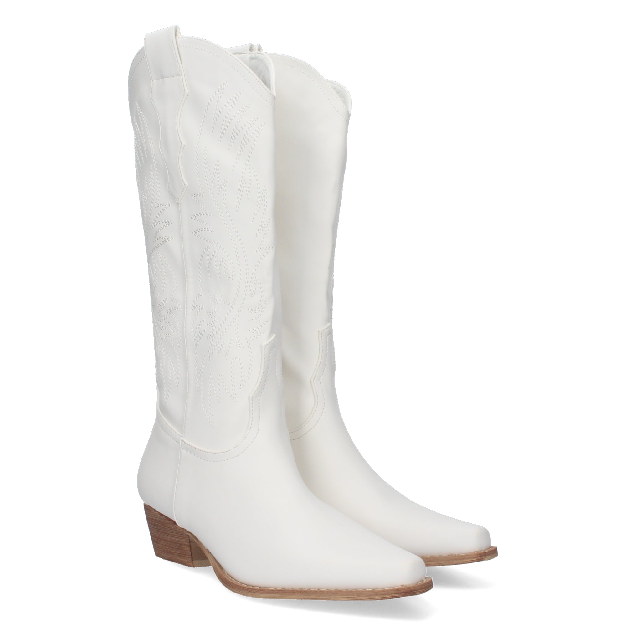 A-2442-Blanco Bota Campera Con Tacón Elegante y Cómoda
