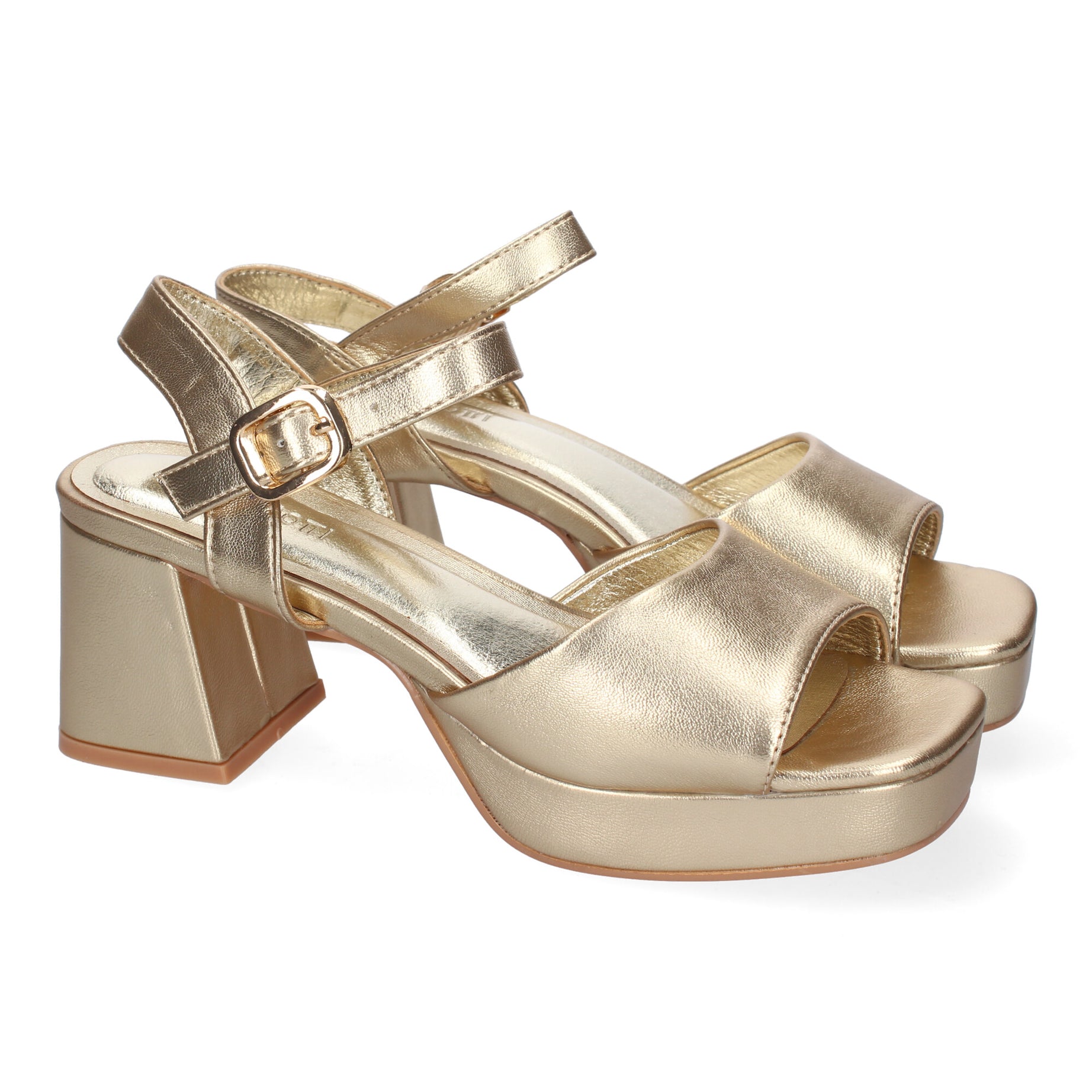 Elegantes Sandalias A-3434-Oro con Correa Ajustable y Comodidad