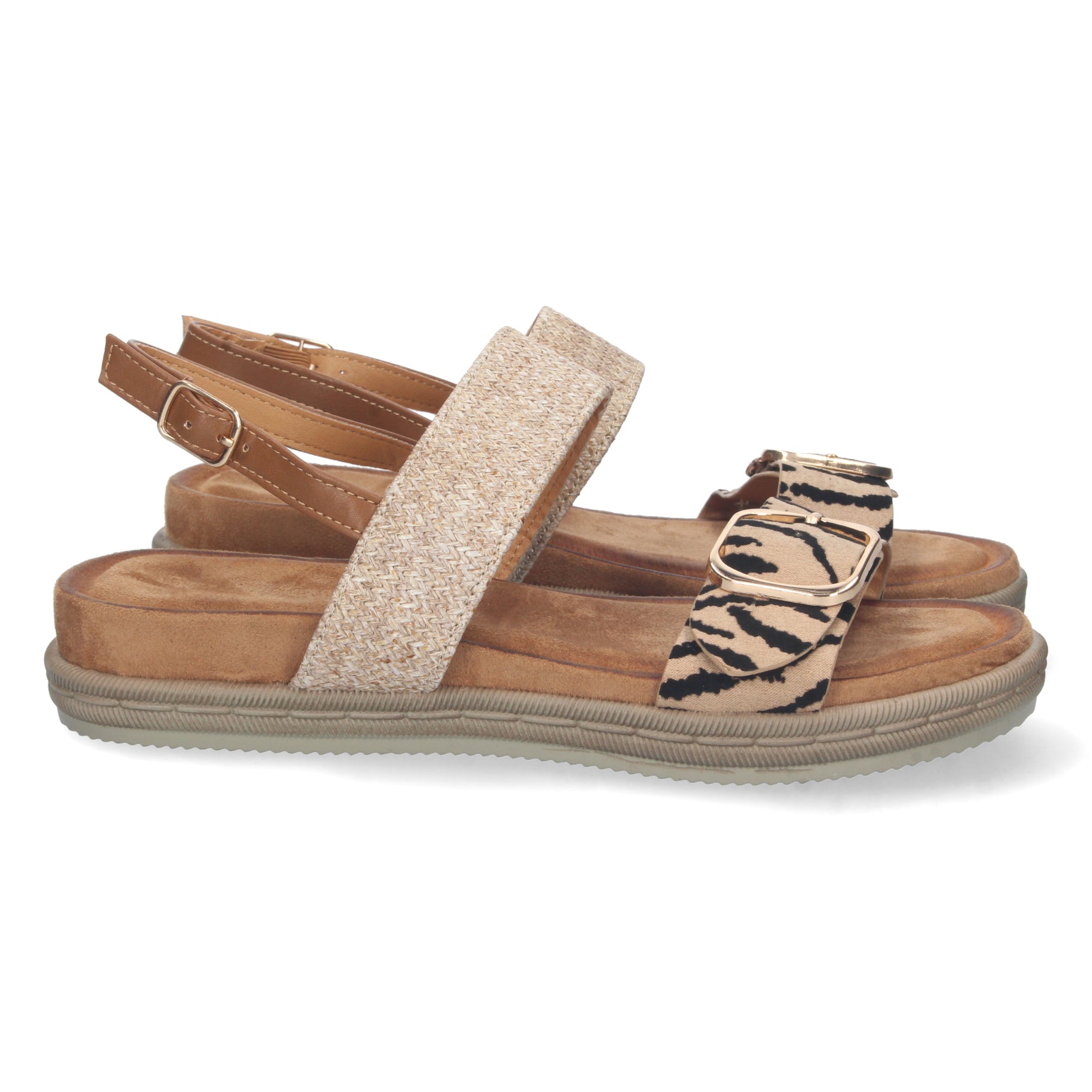 Cómoda Sandalia AF-2322-Leopardo con Doble Pala Ideal para El Día