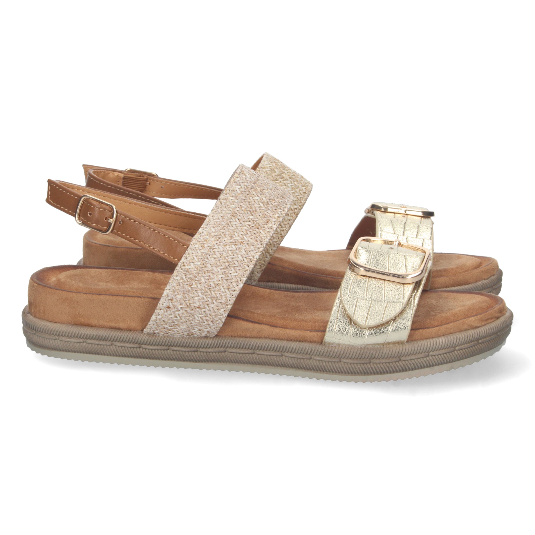 Elegante Sandalia AF-2322-Oro con Doble Pala para Comodidad