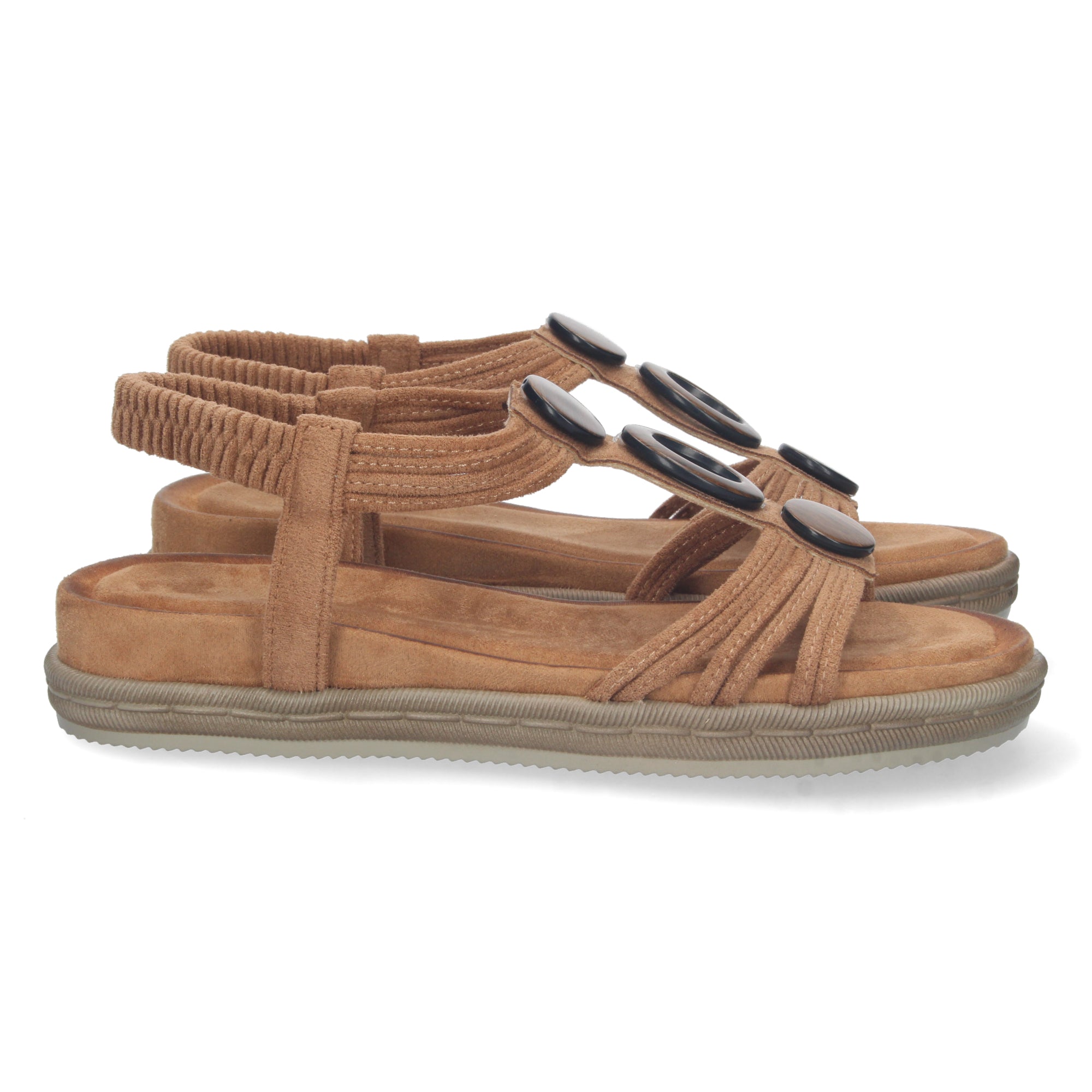 Cómoda Sandalia AF-2323-Camel con Cierre Elástico para Bienestar