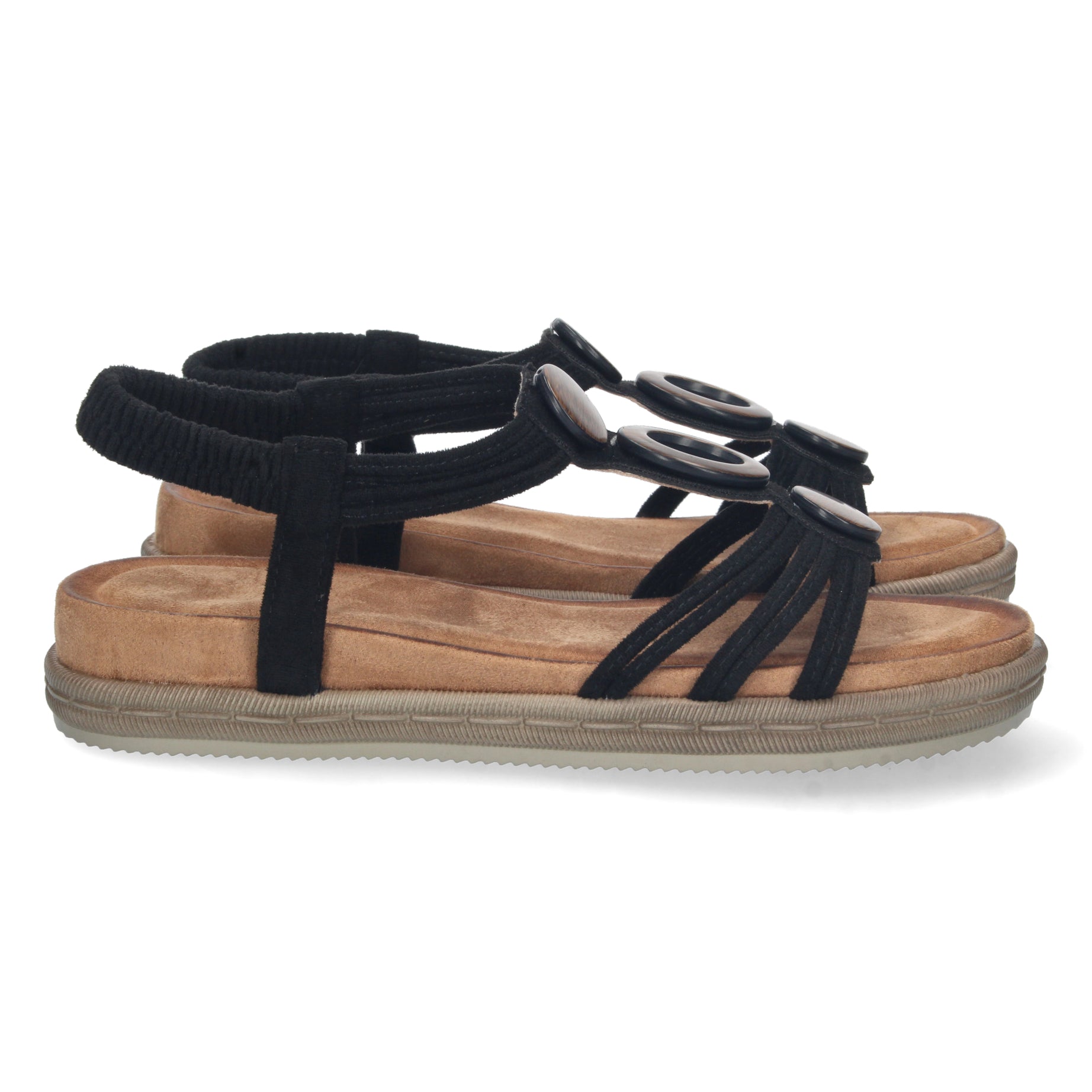 Cómoda Sandalia Plana AF-2323-Negro con Cierre Elástico Ideal para Tu Ahorro diario
