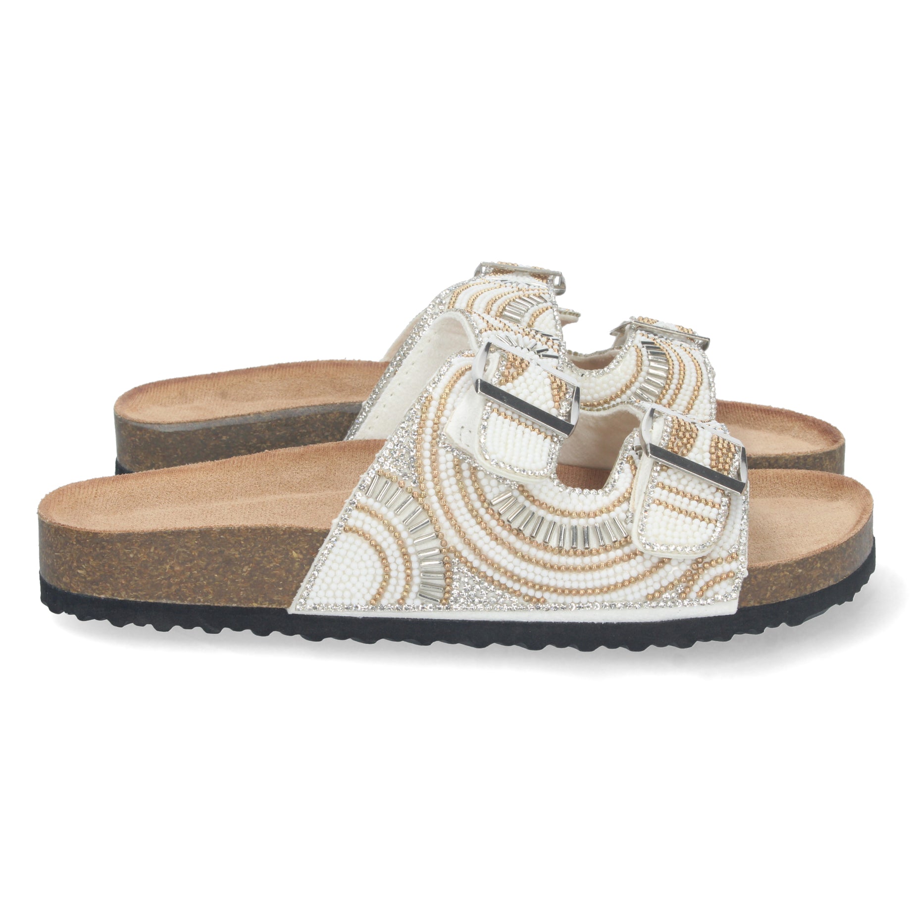 Sandalia Elegante AY-2344-Blanco con Strass y Comodidad