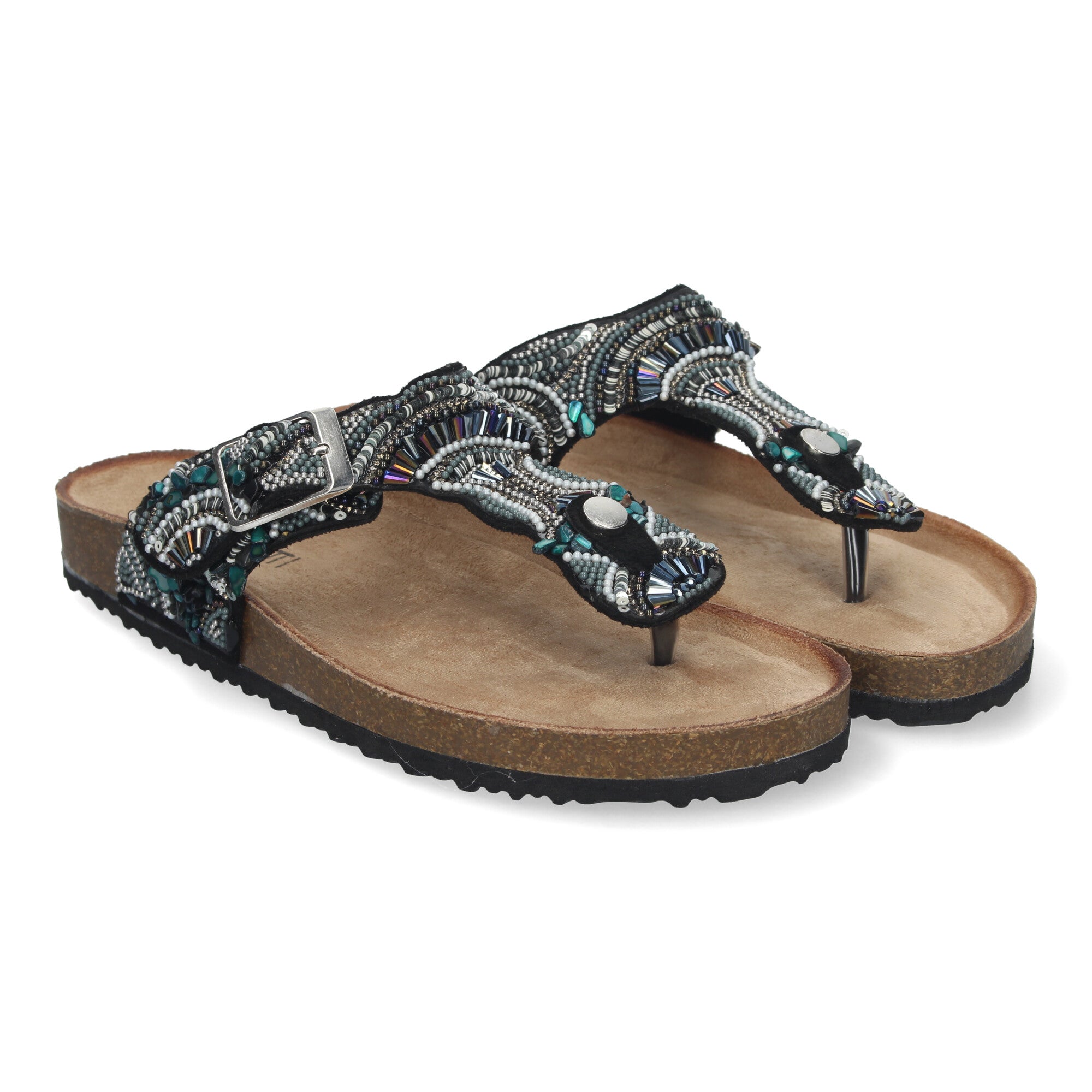 Elegante Sandalia AY-3066-Negro con Planta Bio Cómoda