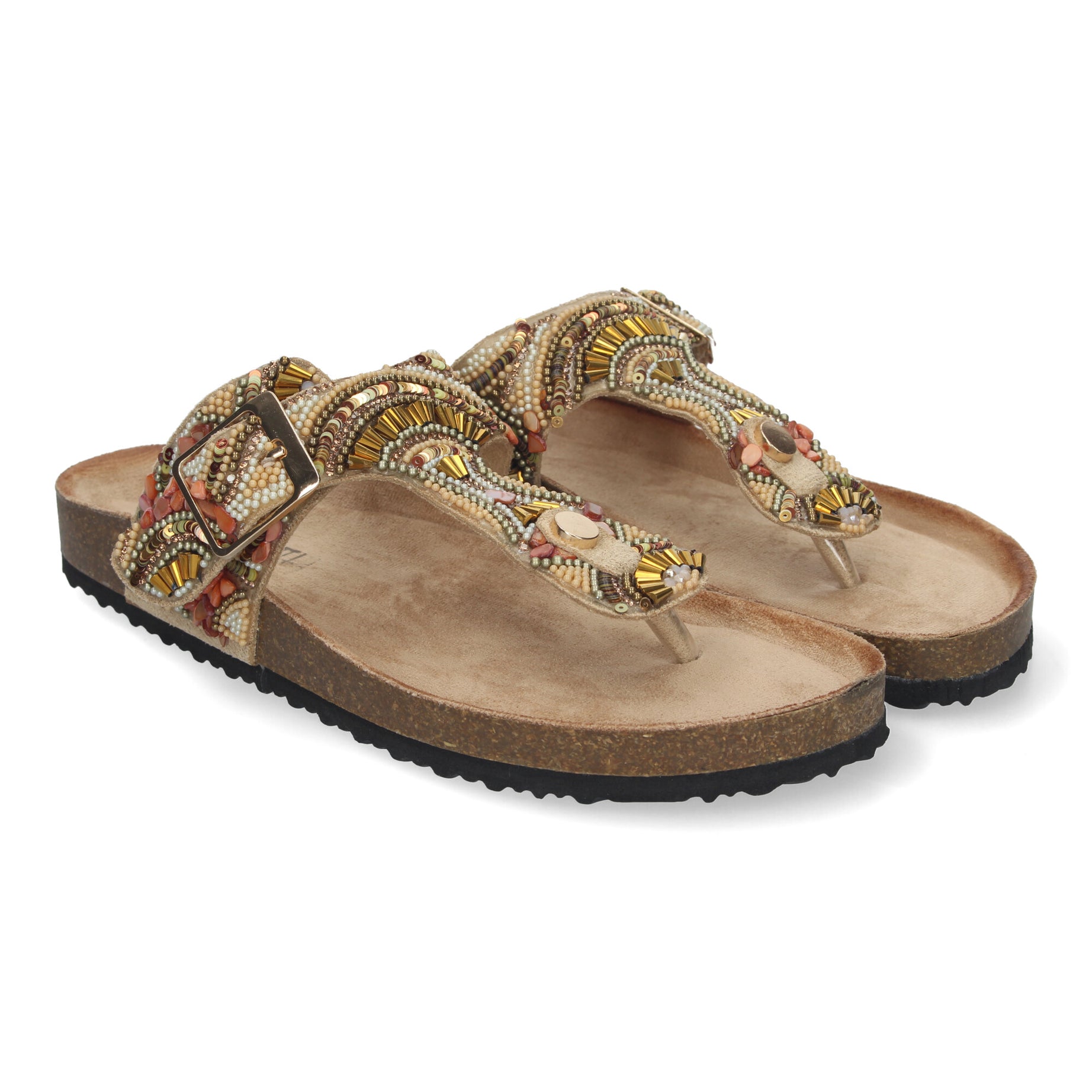 Elegante Sandalia AY-3066-Oro con Bio Planta para Comodidad