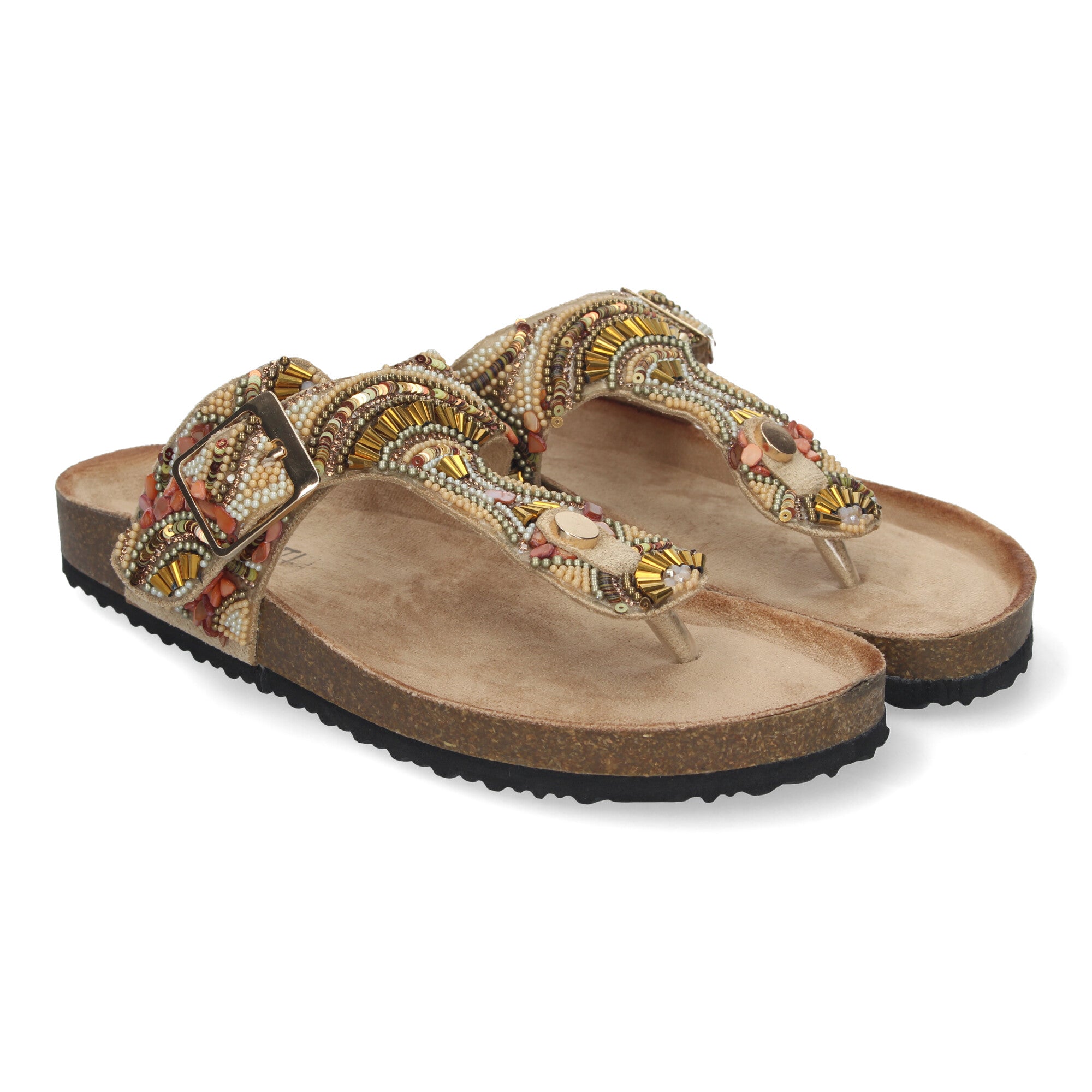 Elegante Sandalia AY-3066-Oro con Bio Planta para Comodidad