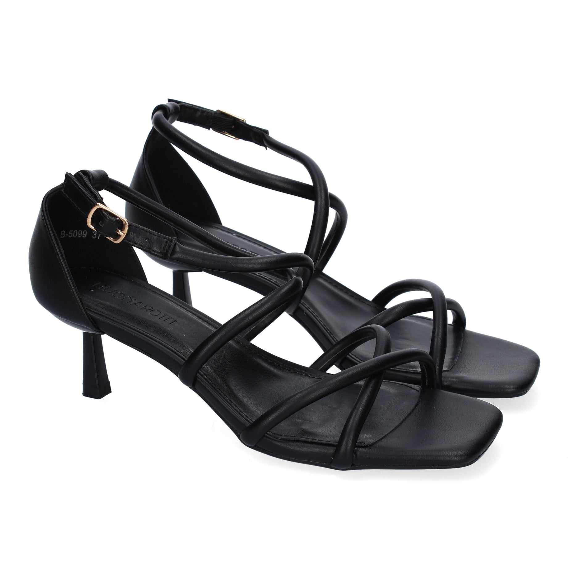 Elegante Sandalia B-5099-Negro con Tiras Cruzadas, Comodidad Total