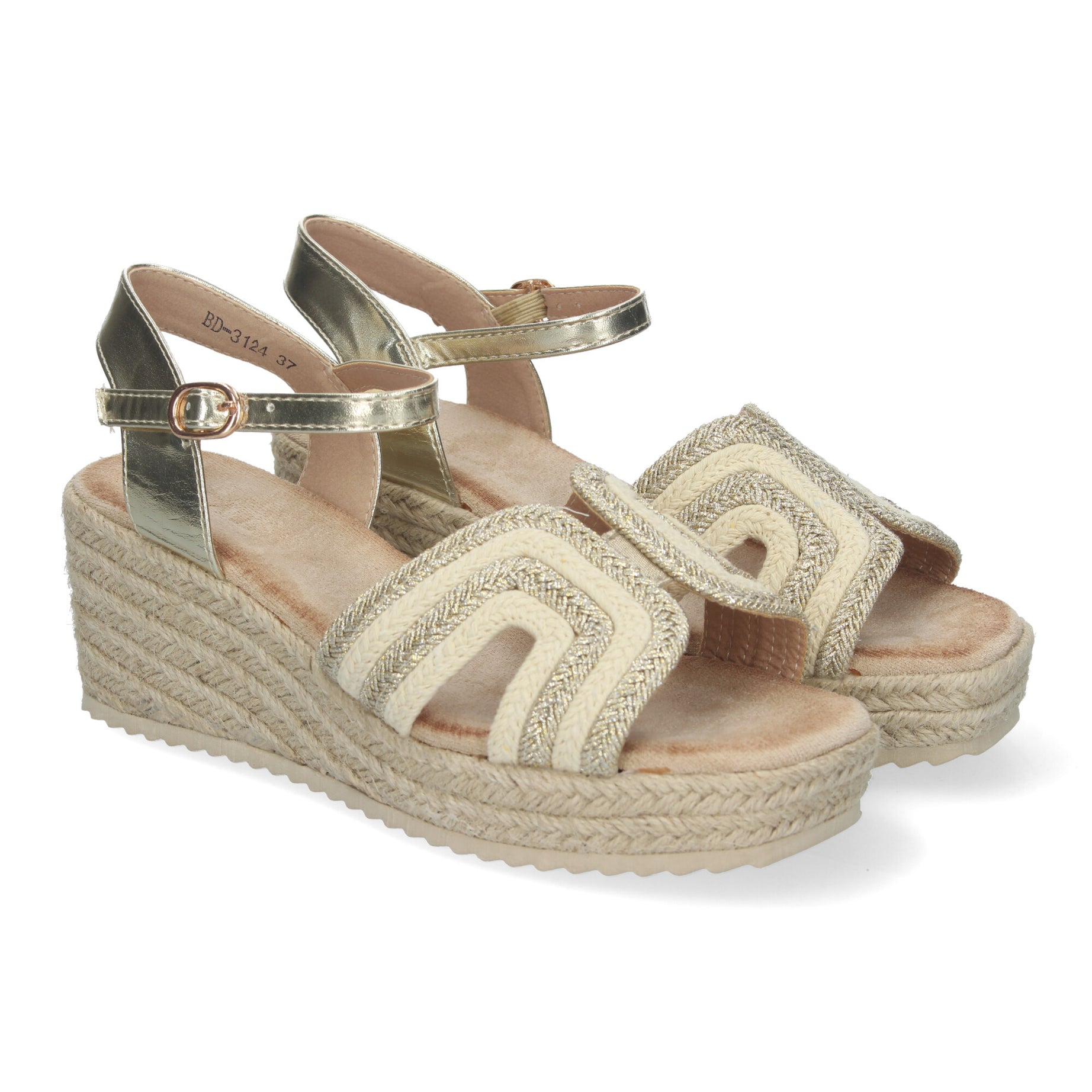 Elegantes Sandalias BD-3124-Oro con Diseño Trenzado para Verano