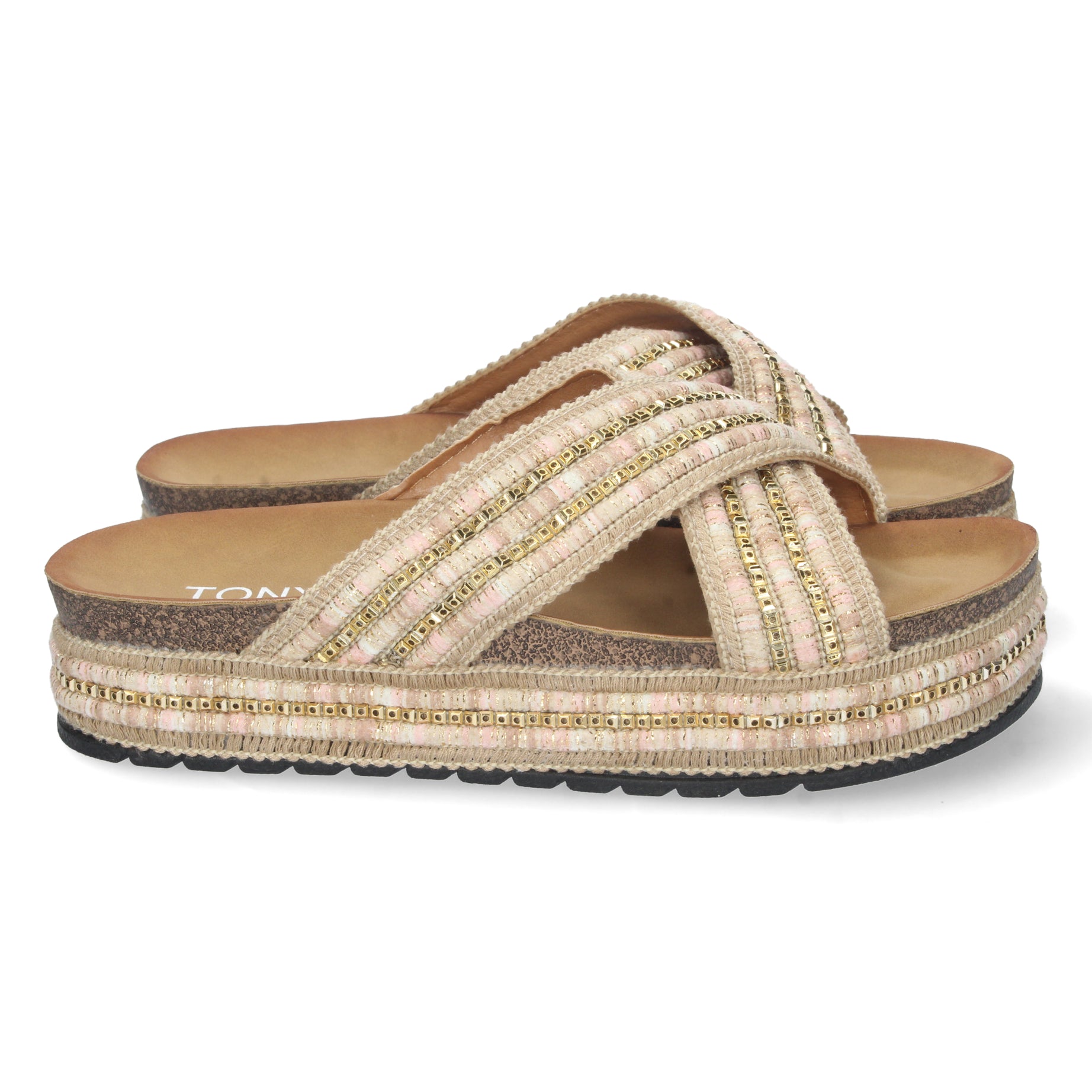 Sandalia Elegante BL22-1-Beige con Bio Planta, Confort Total