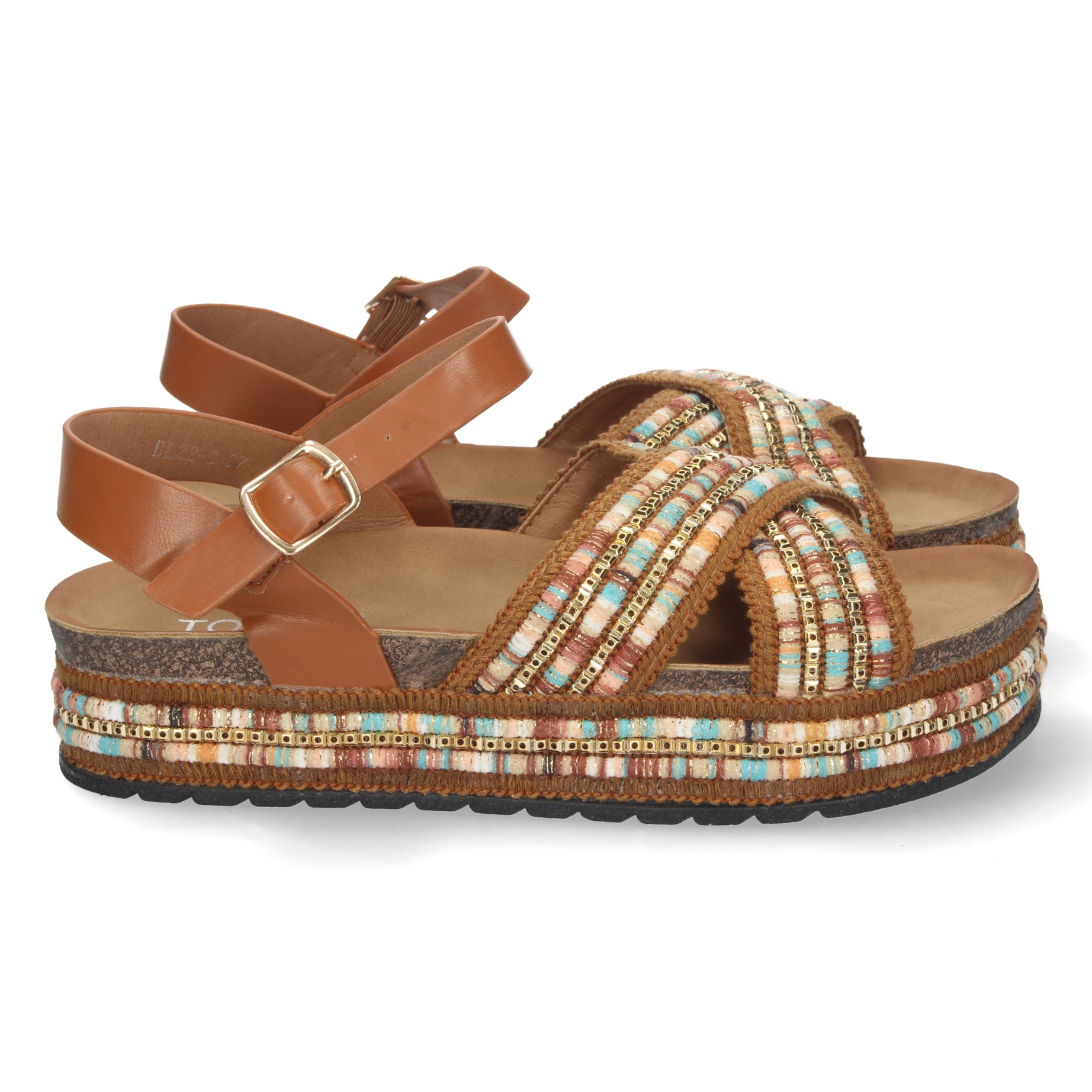 Sandalia Elegante BL22-3-Camel con Planta Bio, Confort Total