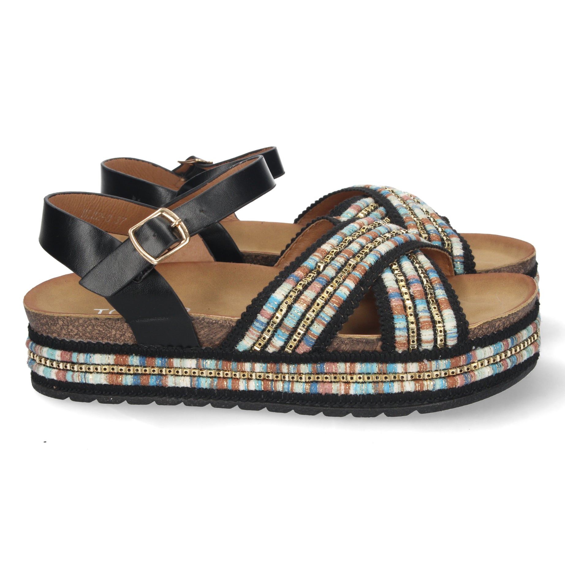 Elegante Sandalia BL22-3-Negro con Planta Bio para Comodidad