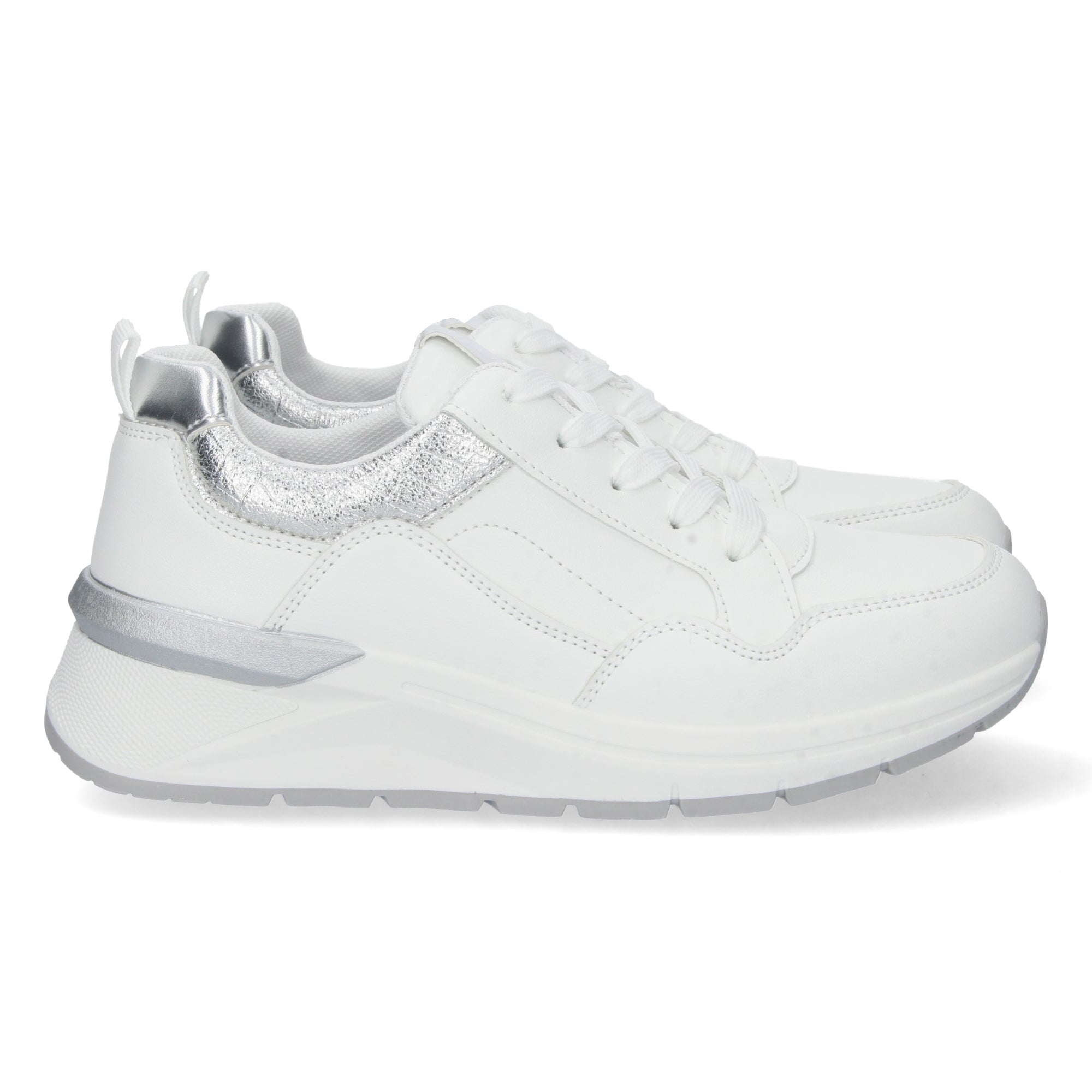 Cómoda Zapatilla Cuña CD-2314-Plata con Estampado Liso Ideal para Verano