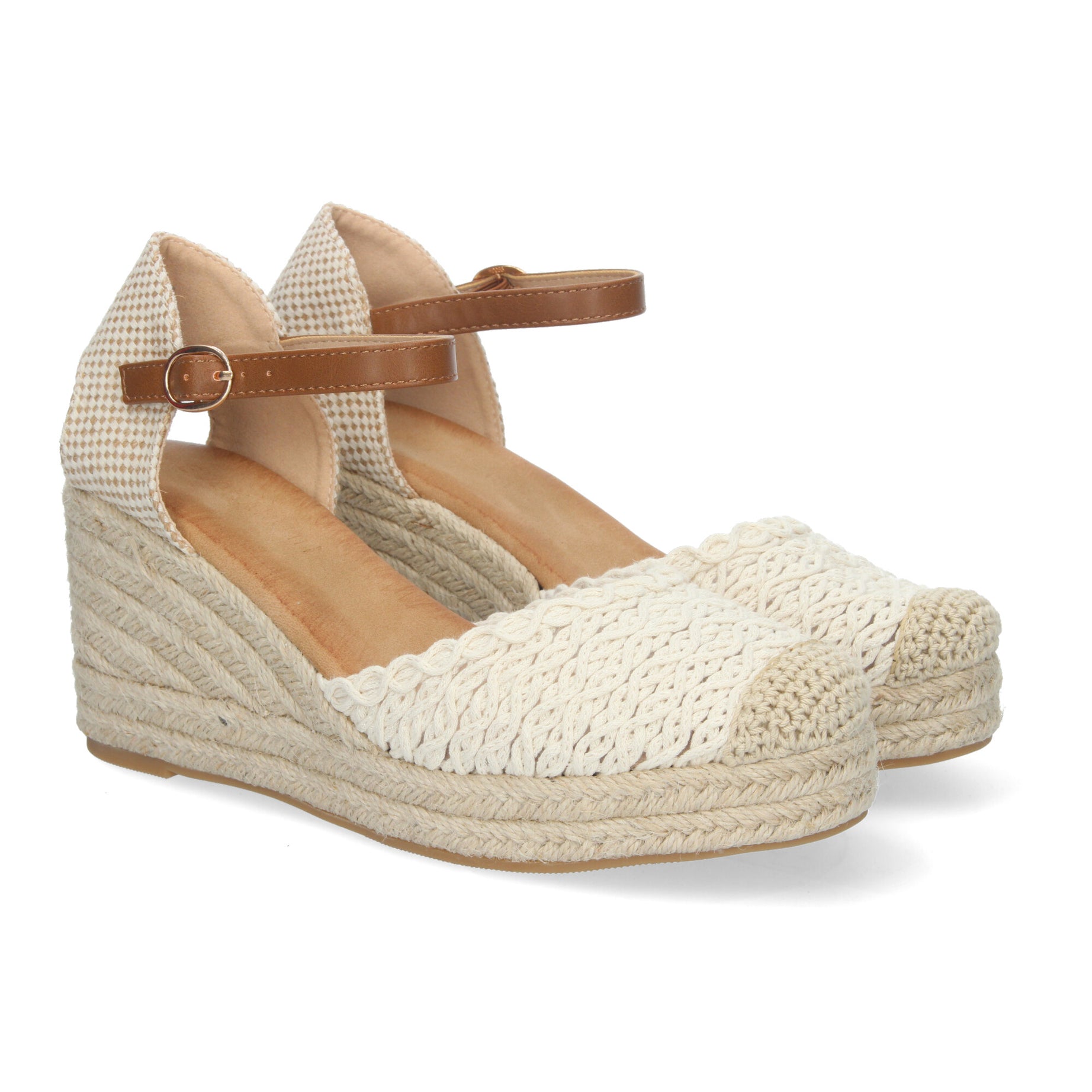 Elegante Sandalia CF-3035-Beige Con Pala Trenzada y Comodidad