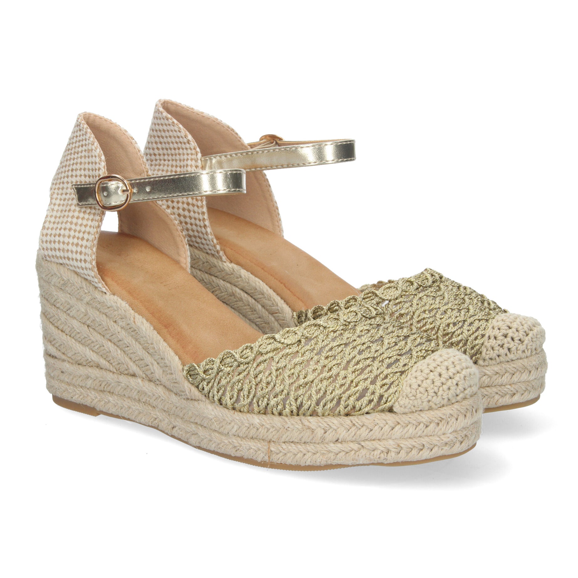 Sandalia Elegante CF-3035-Oro con Pala Trenzada y Confort