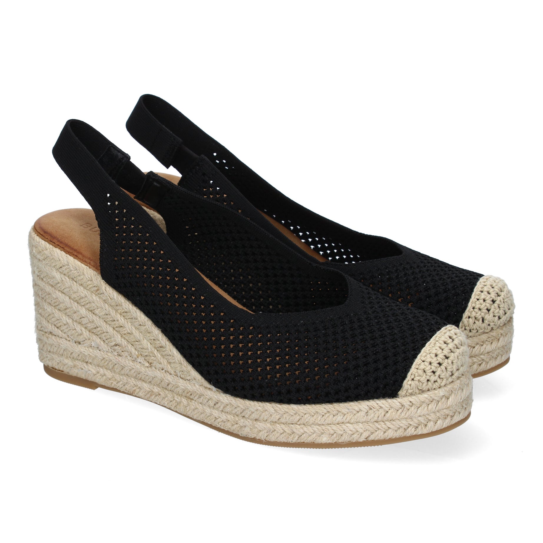 Elegante Sandalia CF-3038-Negro con Cuña de Yute, Comodidad Total