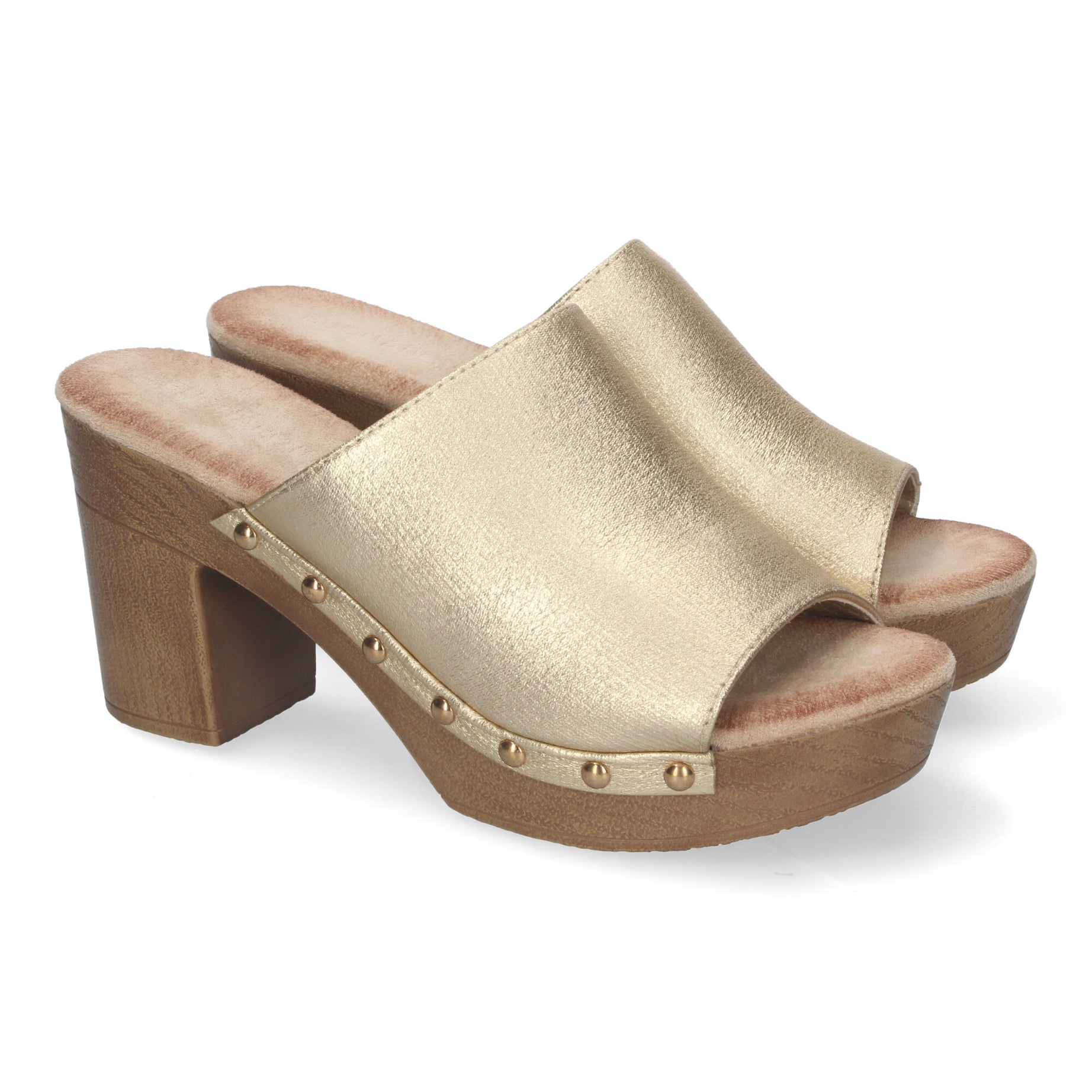 Zuecos DB-3187-Oro Cómodos y Elegantes para Mujer